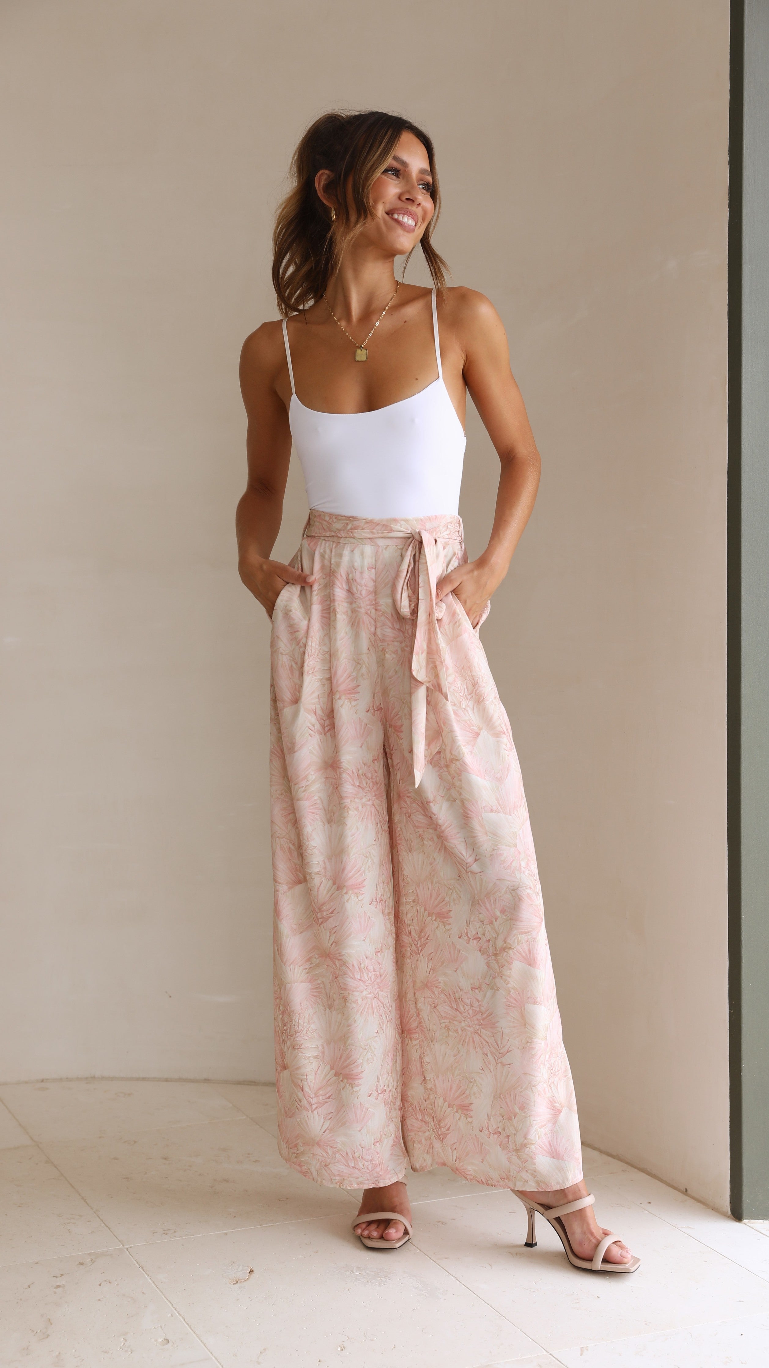 Gaby Pants - Palms Print-Sunshines Bliss