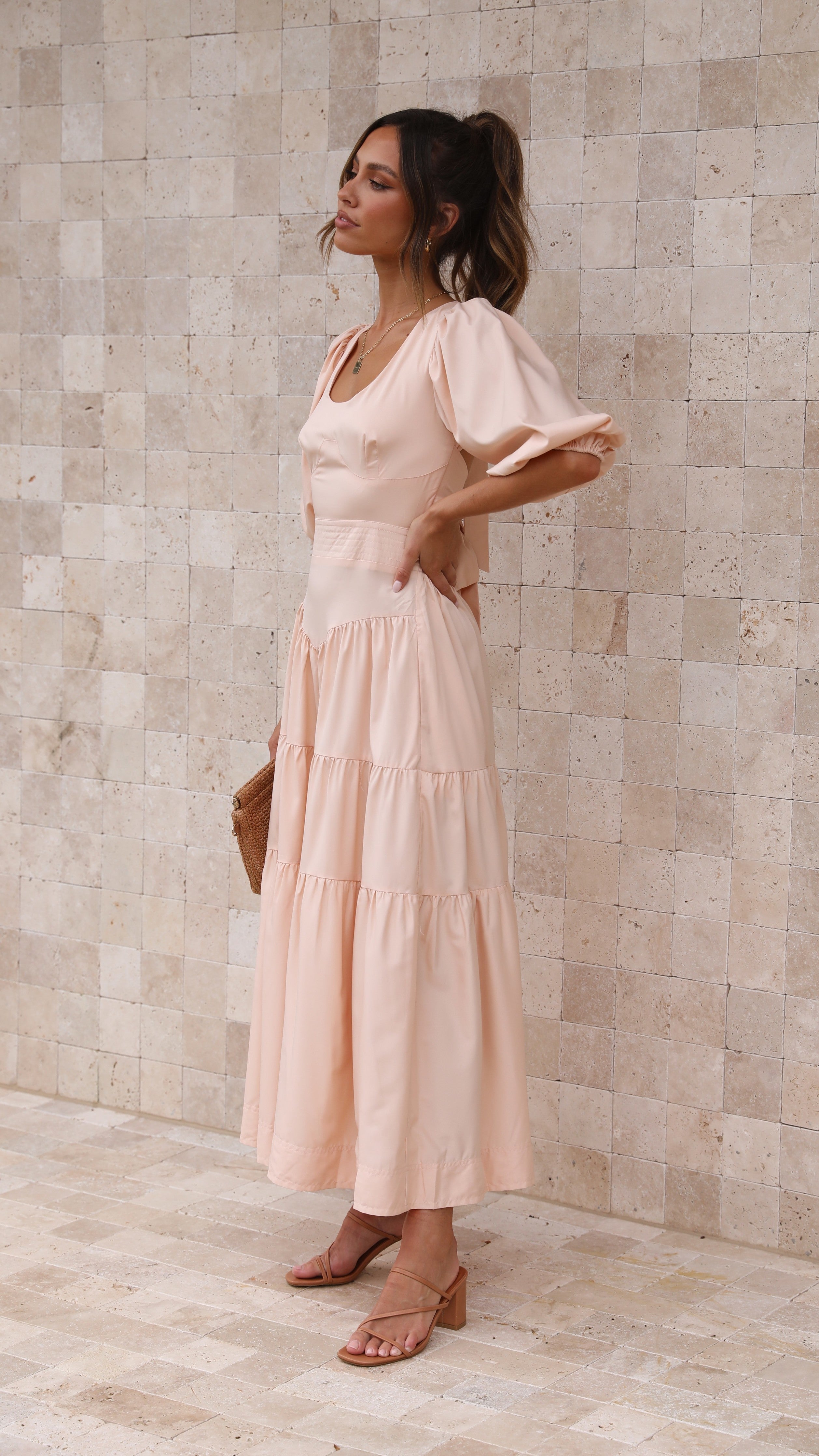 Michella Maxi Dress - Peach-Sunshines Bliss