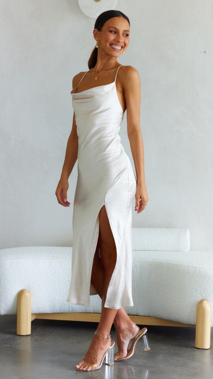 Scarlette Midi Dress - Champagne-Sunshines Bliss