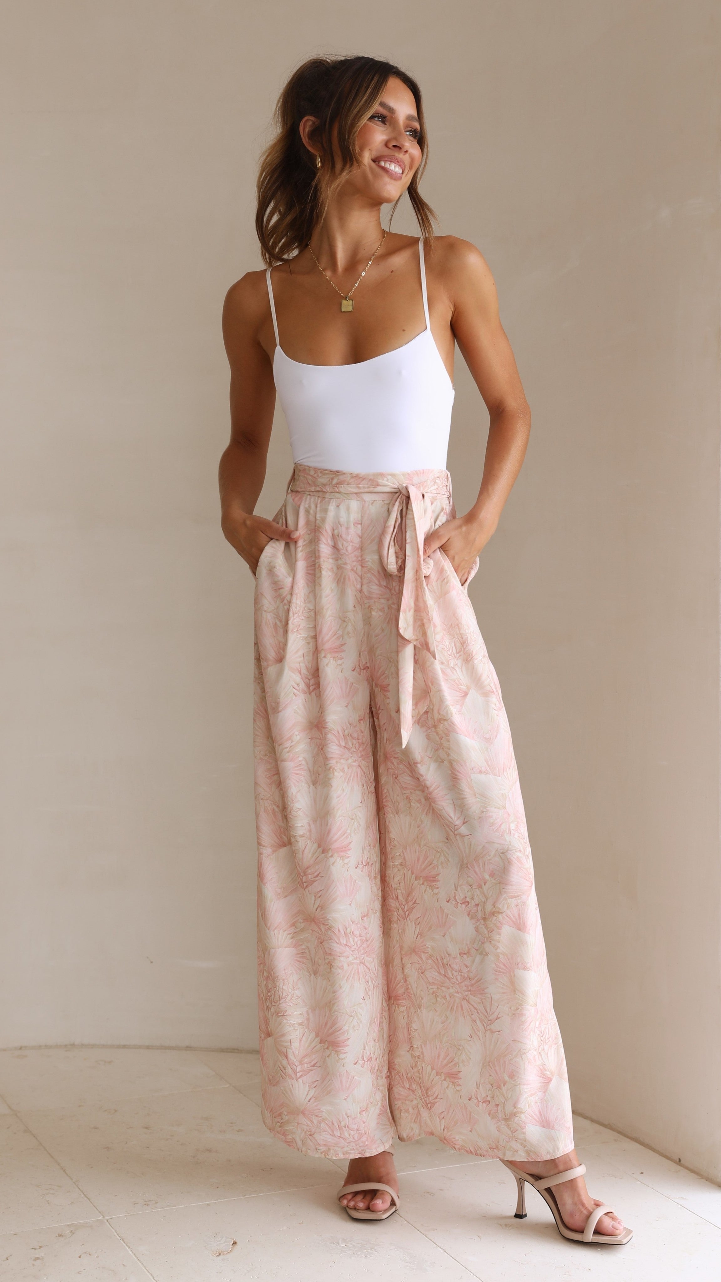 Gaby Pants - Palms Print-Sunshines Bliss