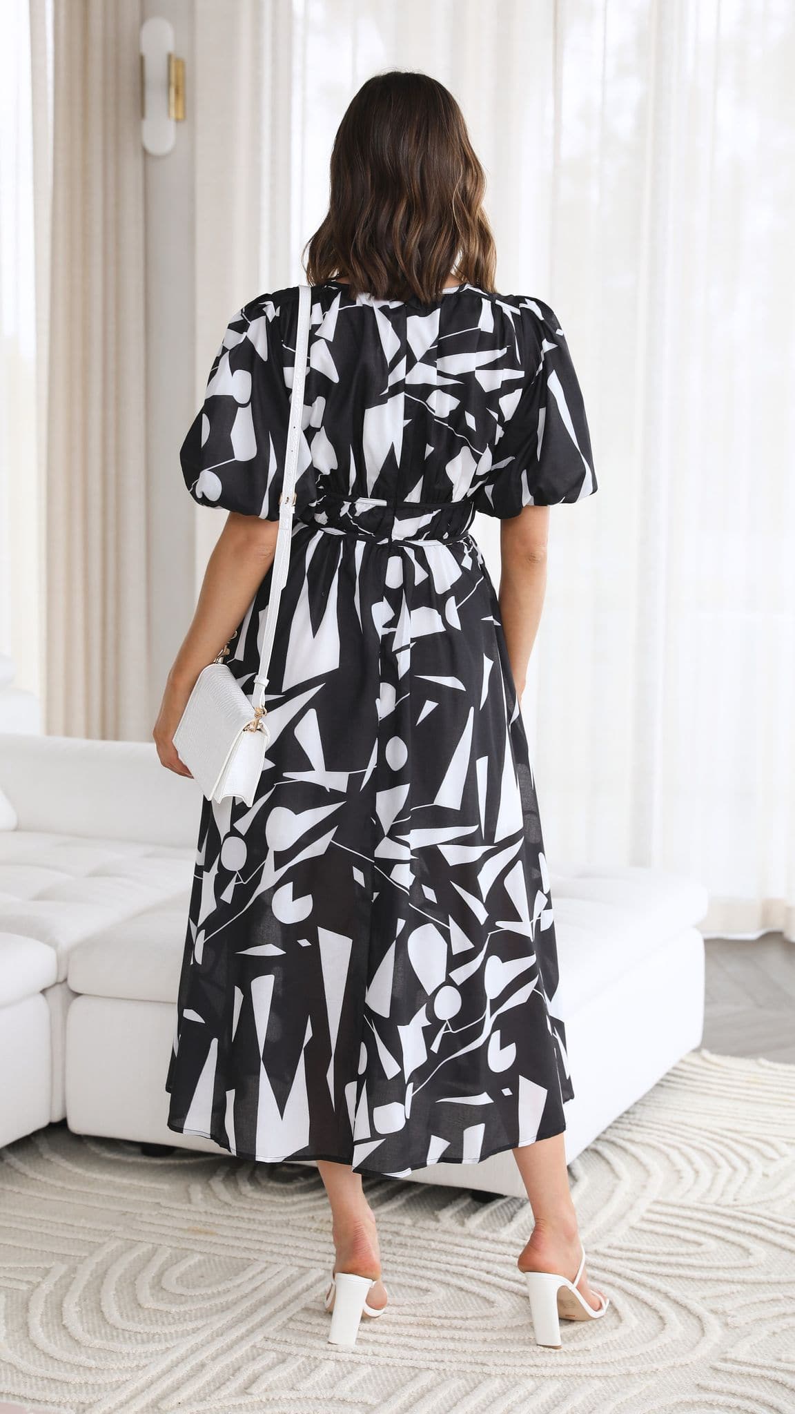 Venice Midi Dress - Black/White-Sunshines Bliss