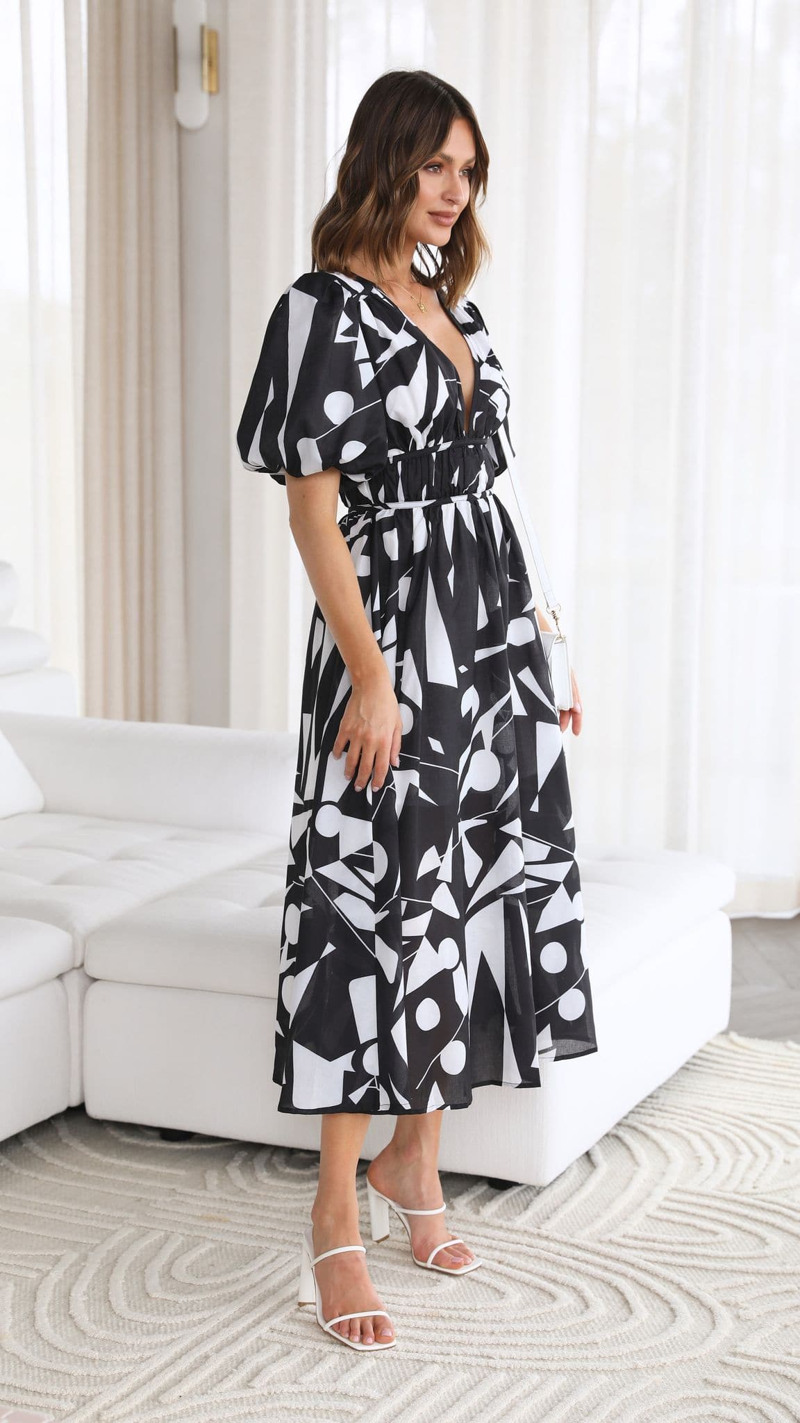 Venice Midi Dress - Black/White-Sunshines Bliss
