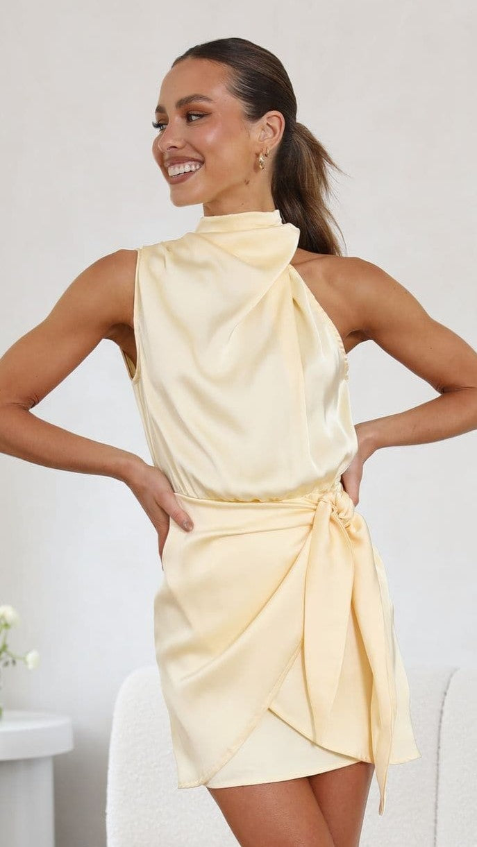 Maleri Mini Dress - Yellow-Sunshines Bliss
