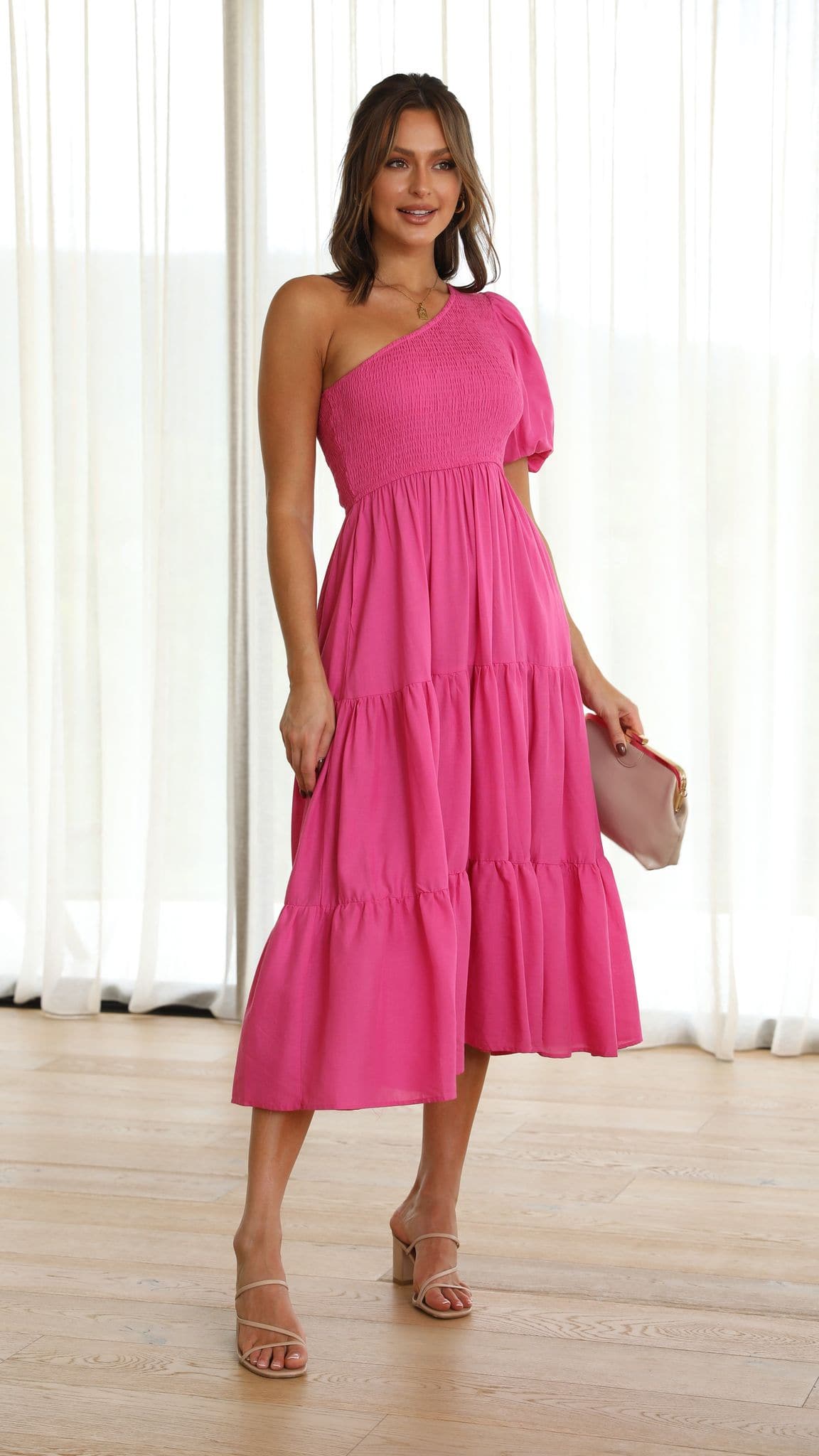 Carmon Midi Dress - Pink-Sunshines Bliss