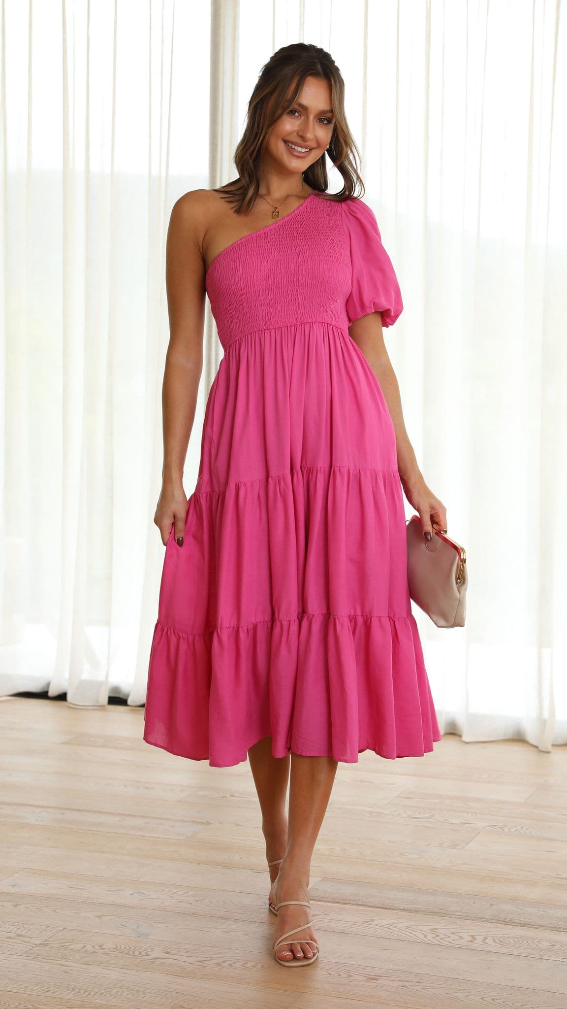 Carmon Midi Dress - Pink-Sunshines Bliss