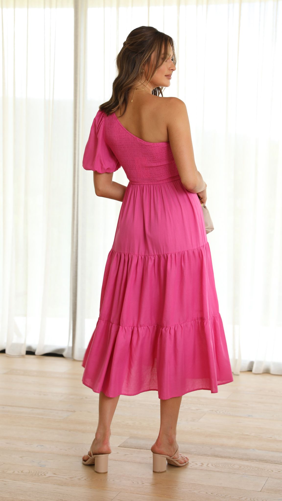 Carmon Midi Dress - Pink-Sunshines Bliss
