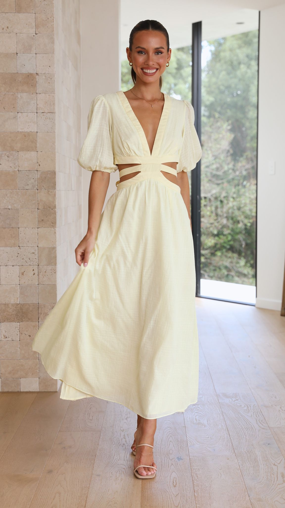 Temika Midi Dress - Yellow-Sunshines Bliss