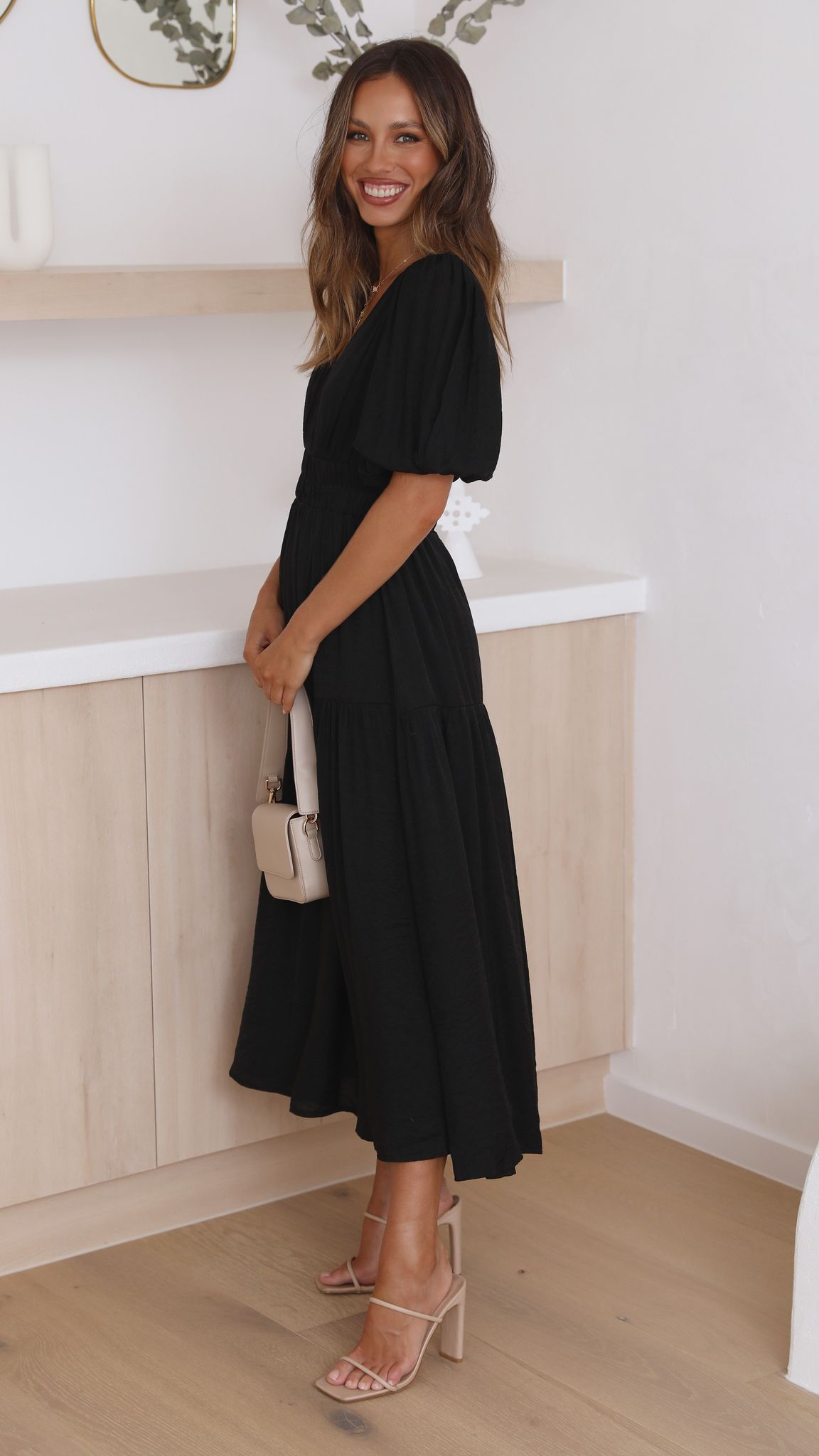 Erin Midi Dress - Black-Sunshines Bliss