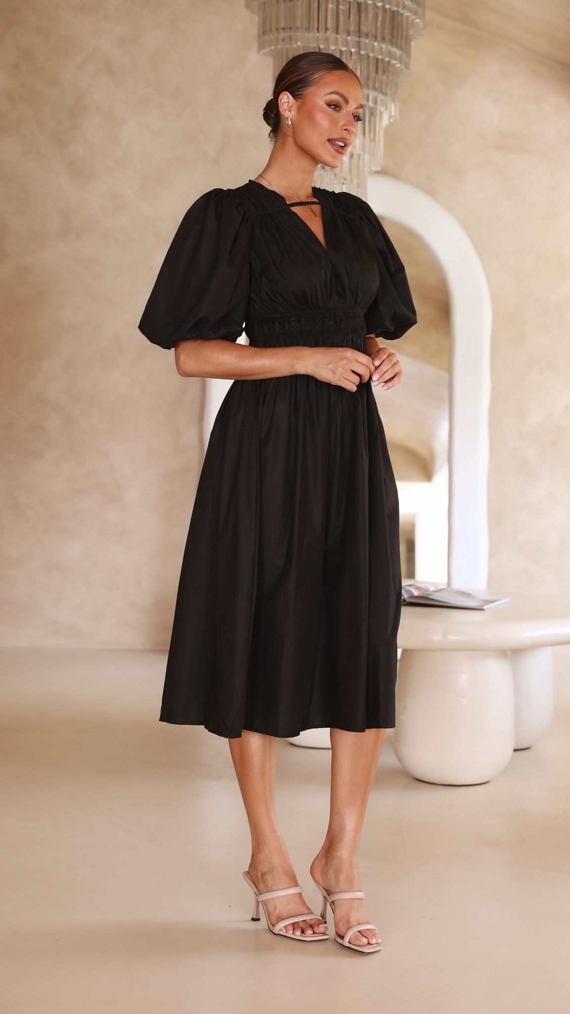 Jaymie Midi Dress - Black-Sunshines Bliss