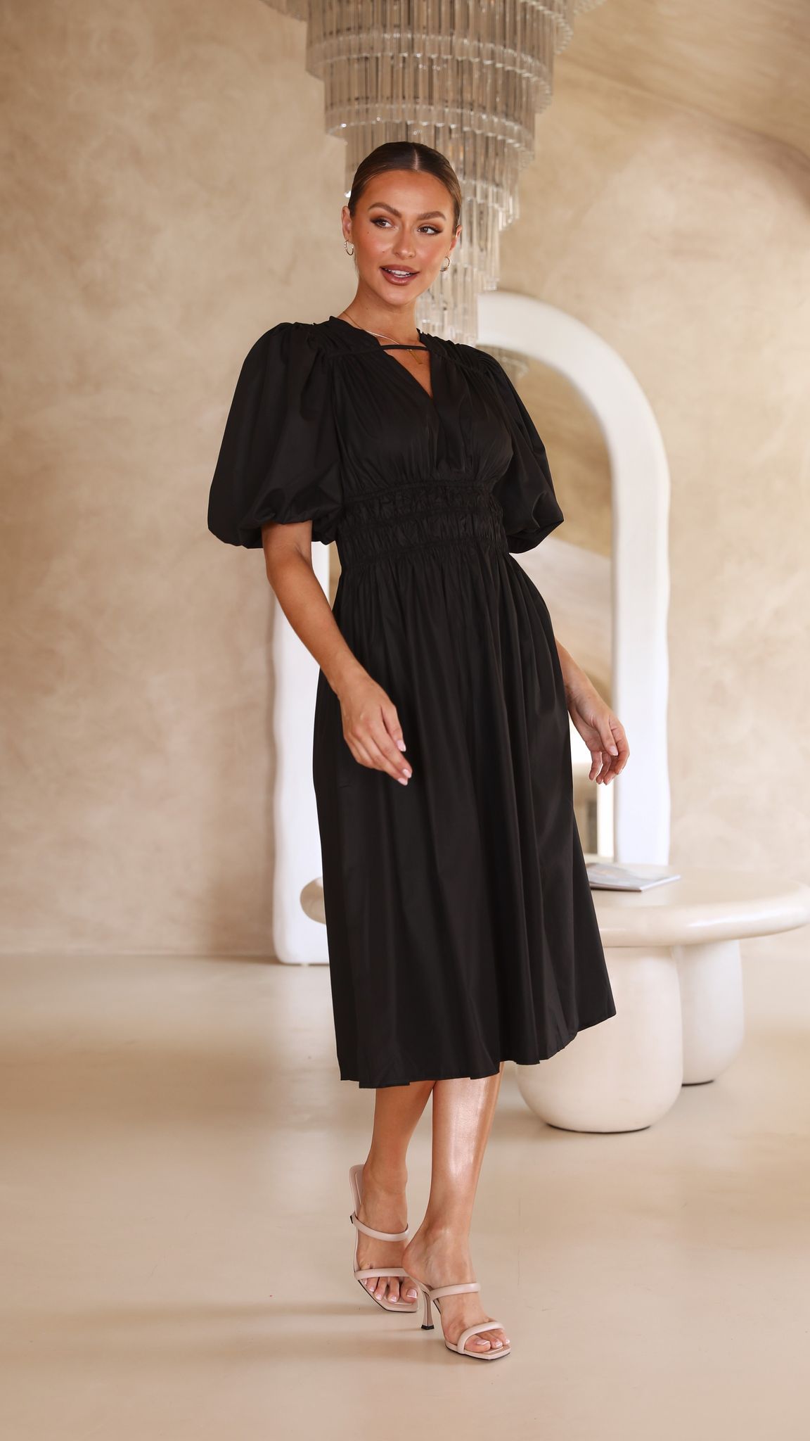 Jaymie Midi Dress - Black-Sunshines Bliss
