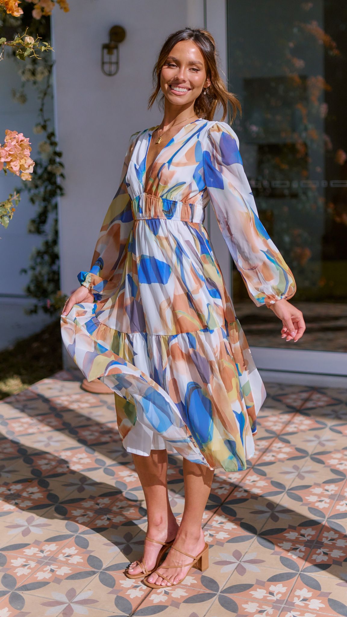 Kerri Midi Dress - Multi-Sunshines Bliss