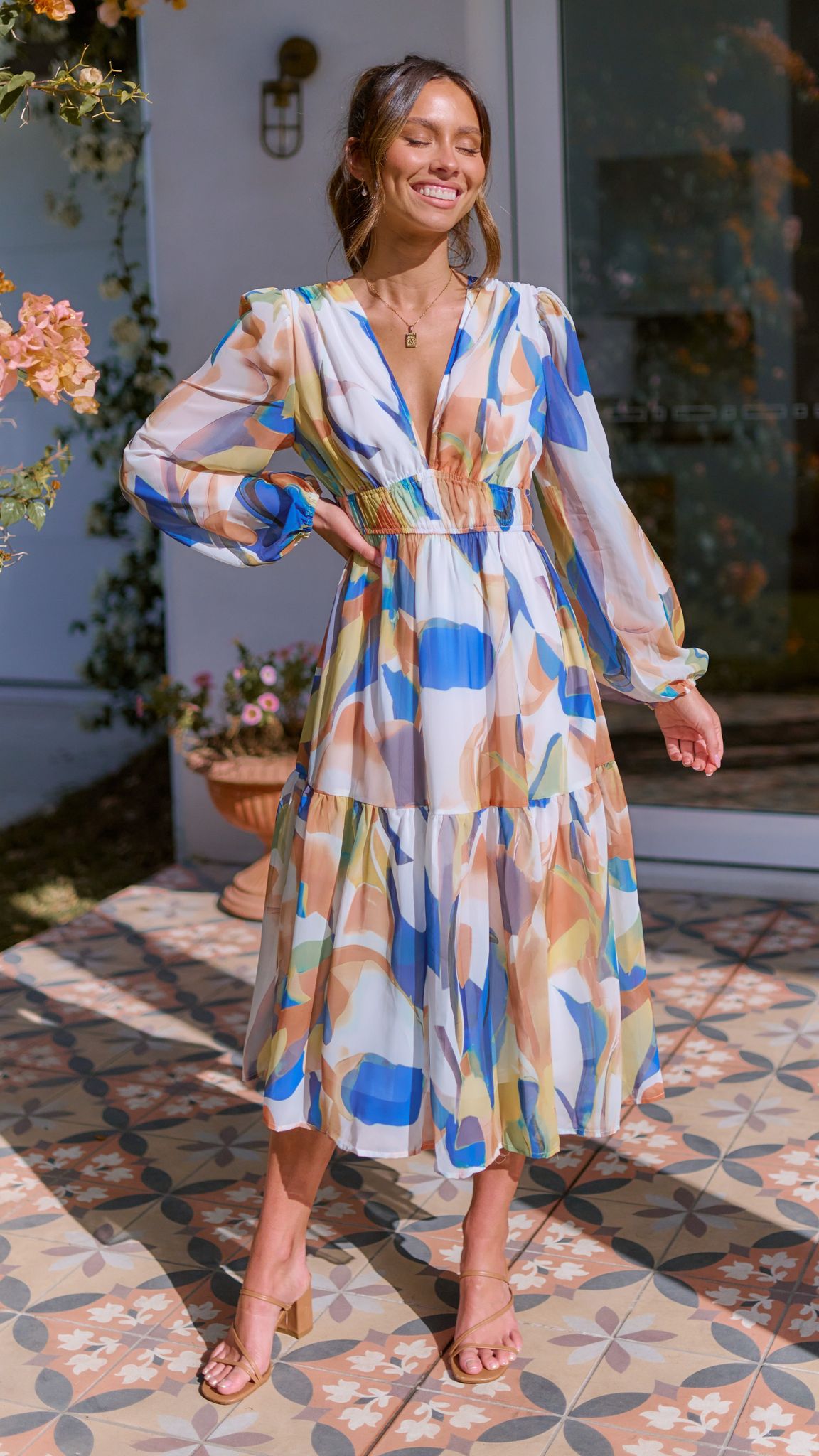 Kerri Midi Dress - Multi-Sunshines Bliss