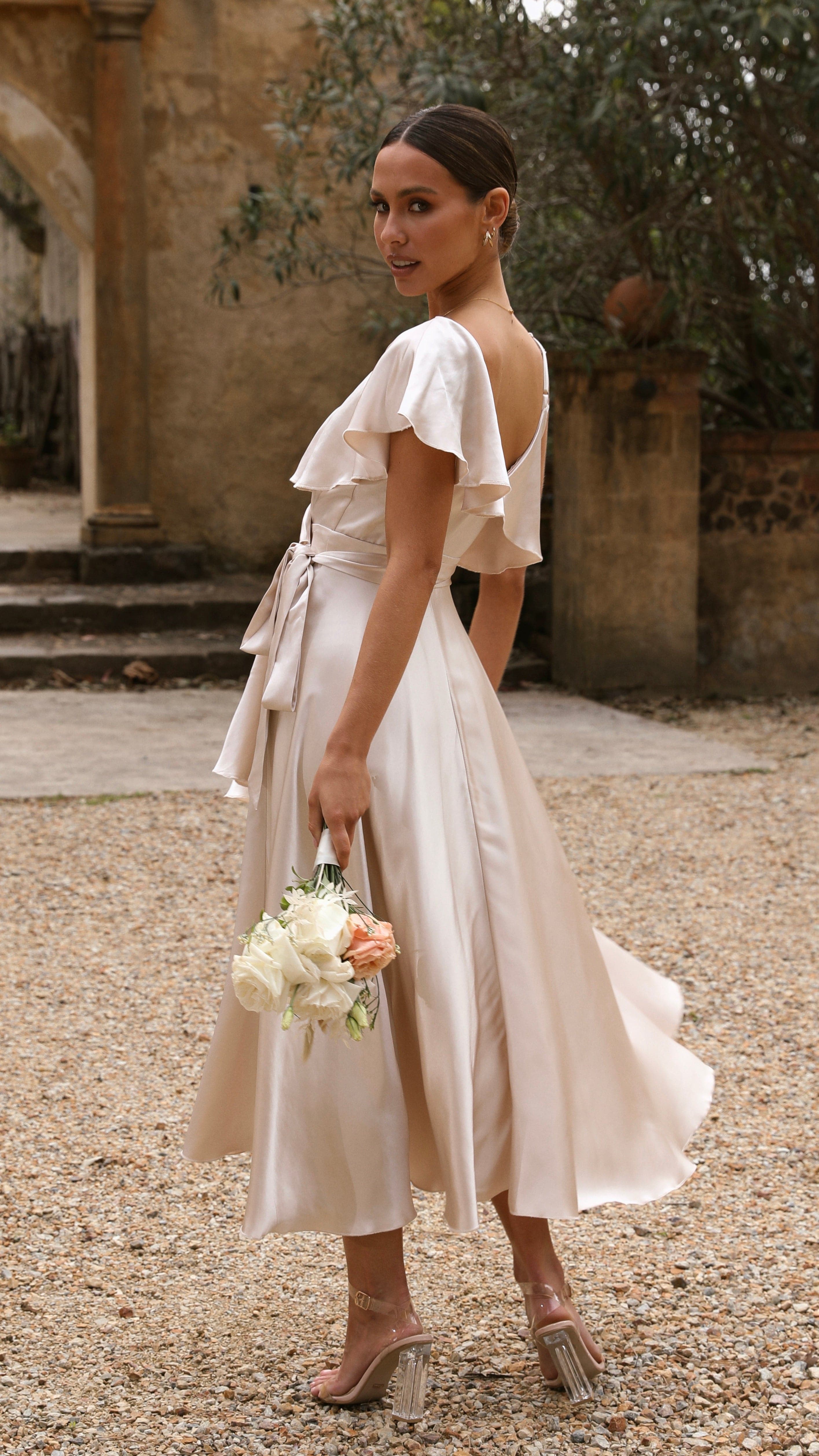 Jacinta Midi Dress - Champagne-Sunshines Bliss