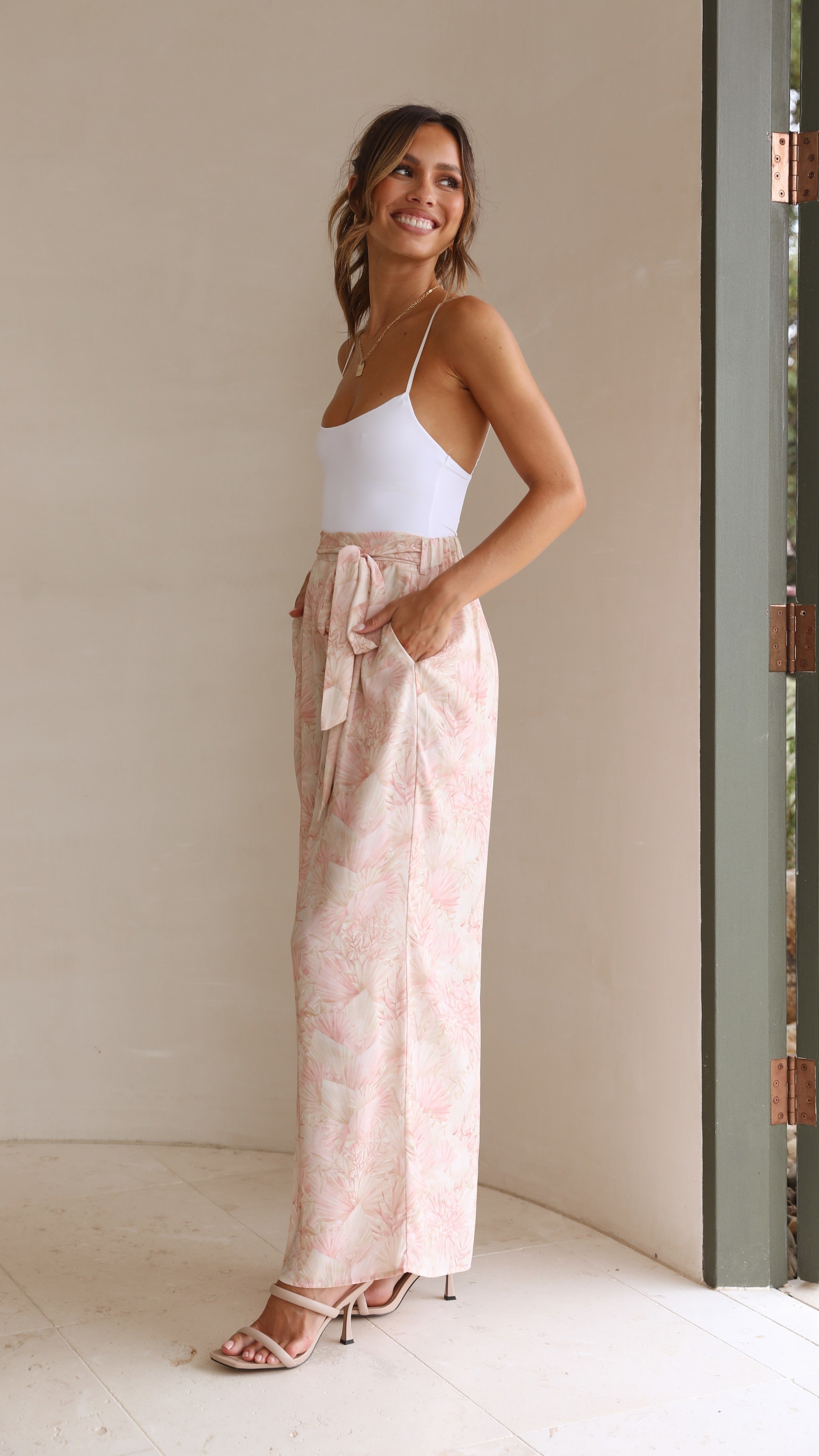 Gaby Pants - Palms Print-Sunshines Bliss