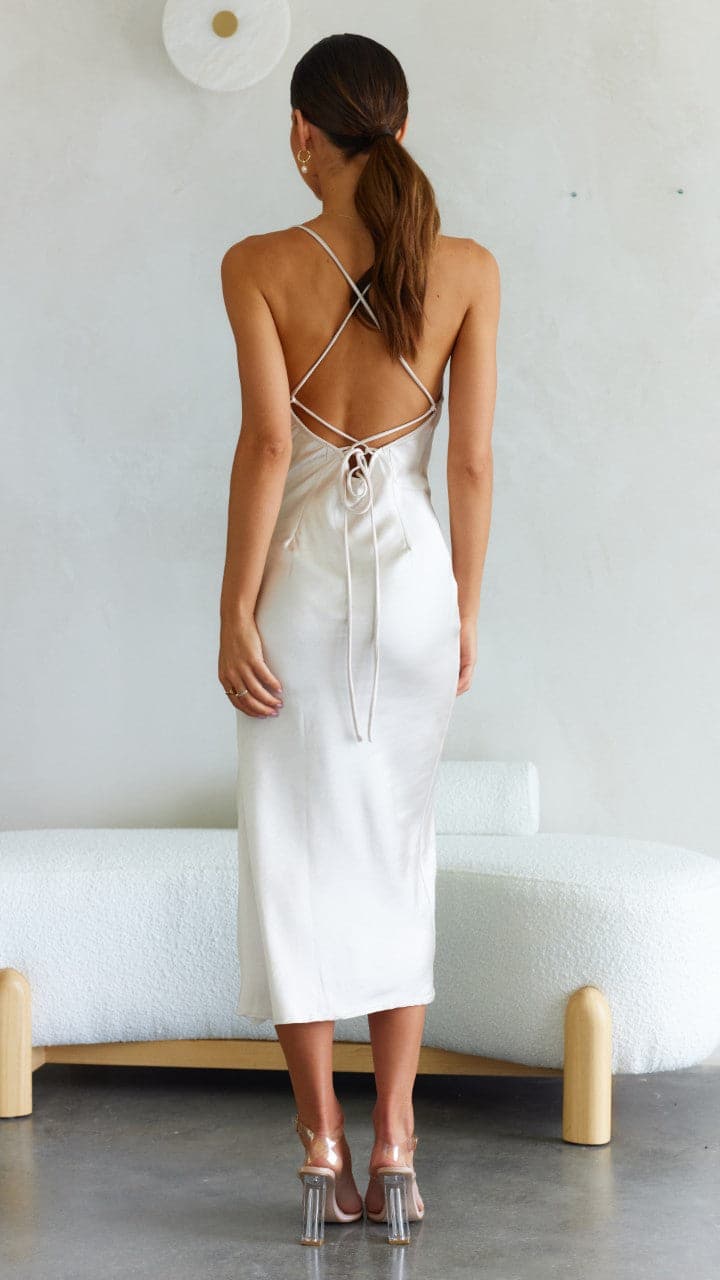 Scarlette Midi Dress - Champagne-Sunshines Bliss