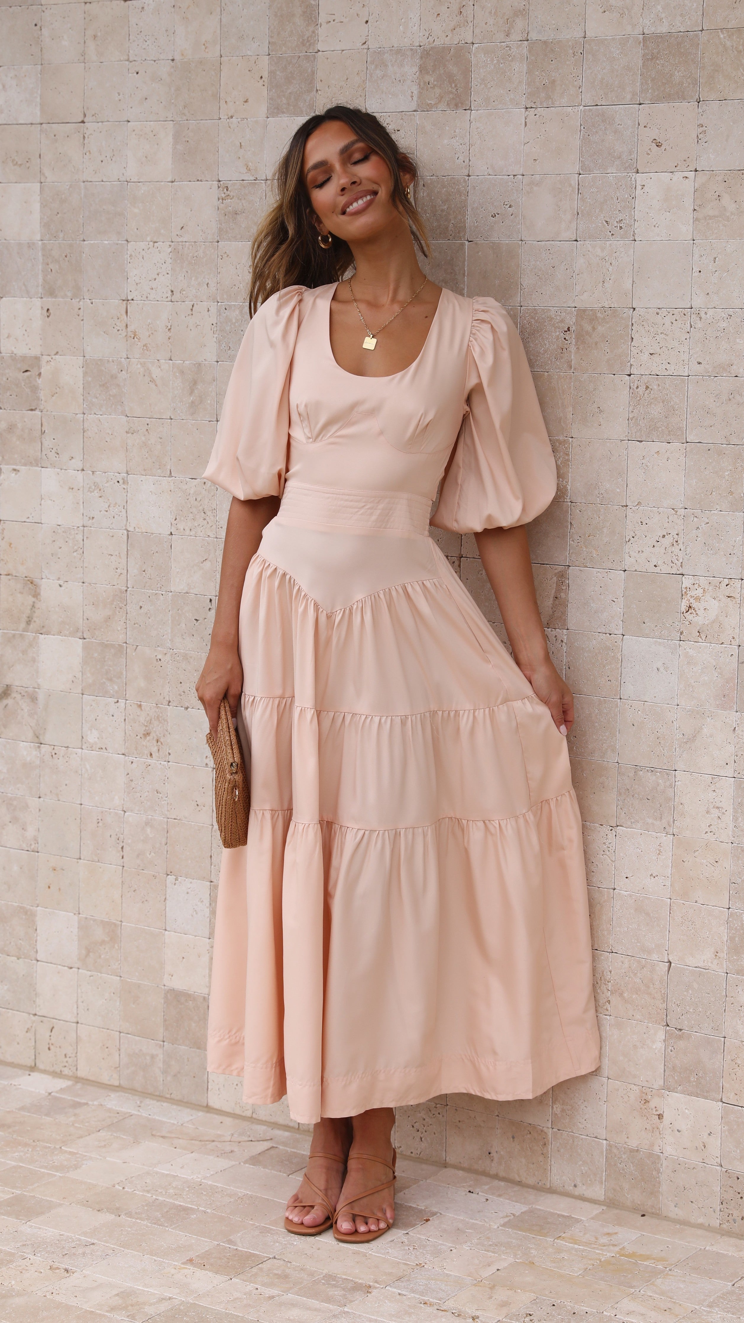 Michella Maxi Dress - Peach-Sunshines Bliss