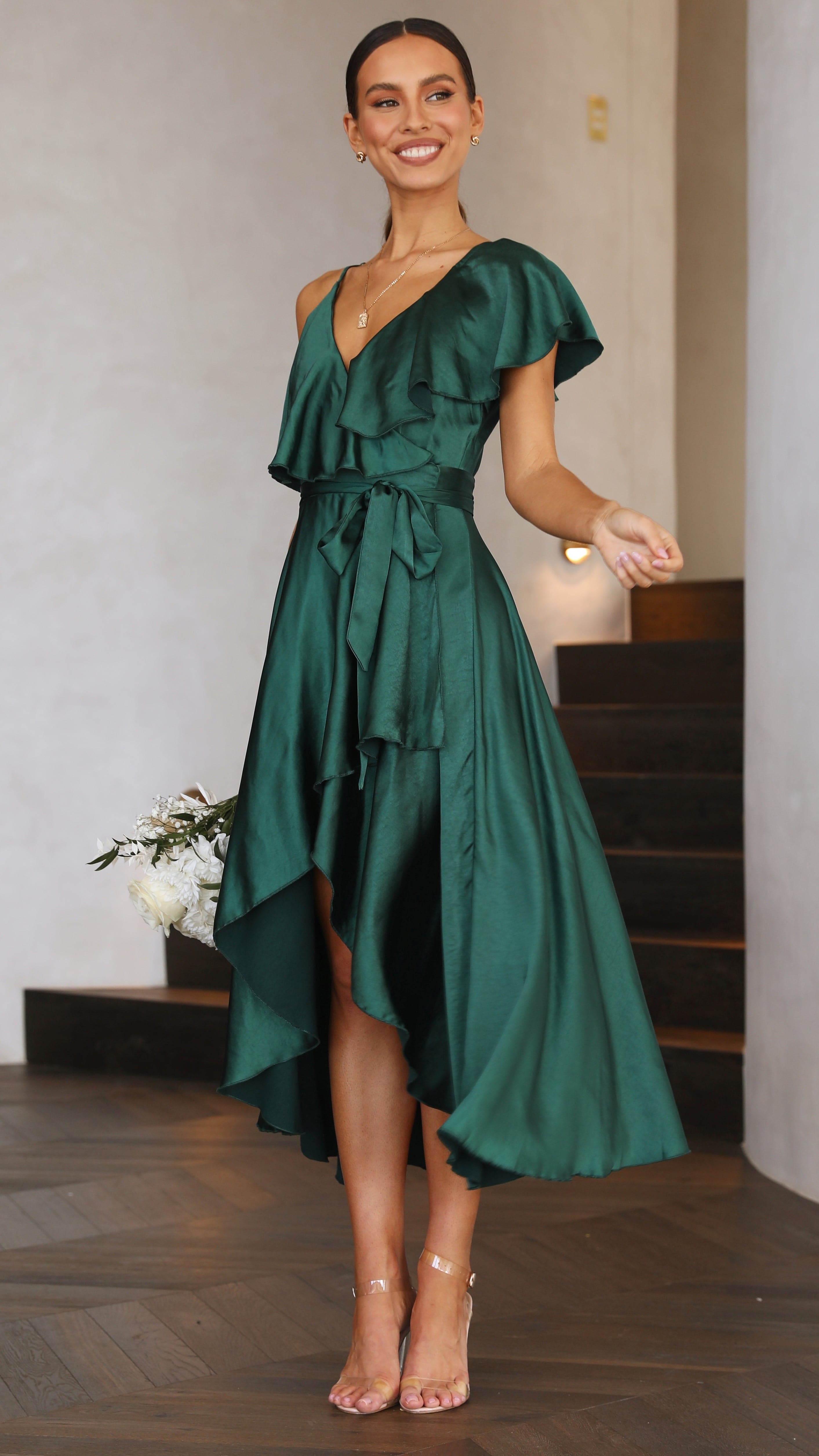 Jacinta Midi Dress - Emerald-Sunshines Bliss