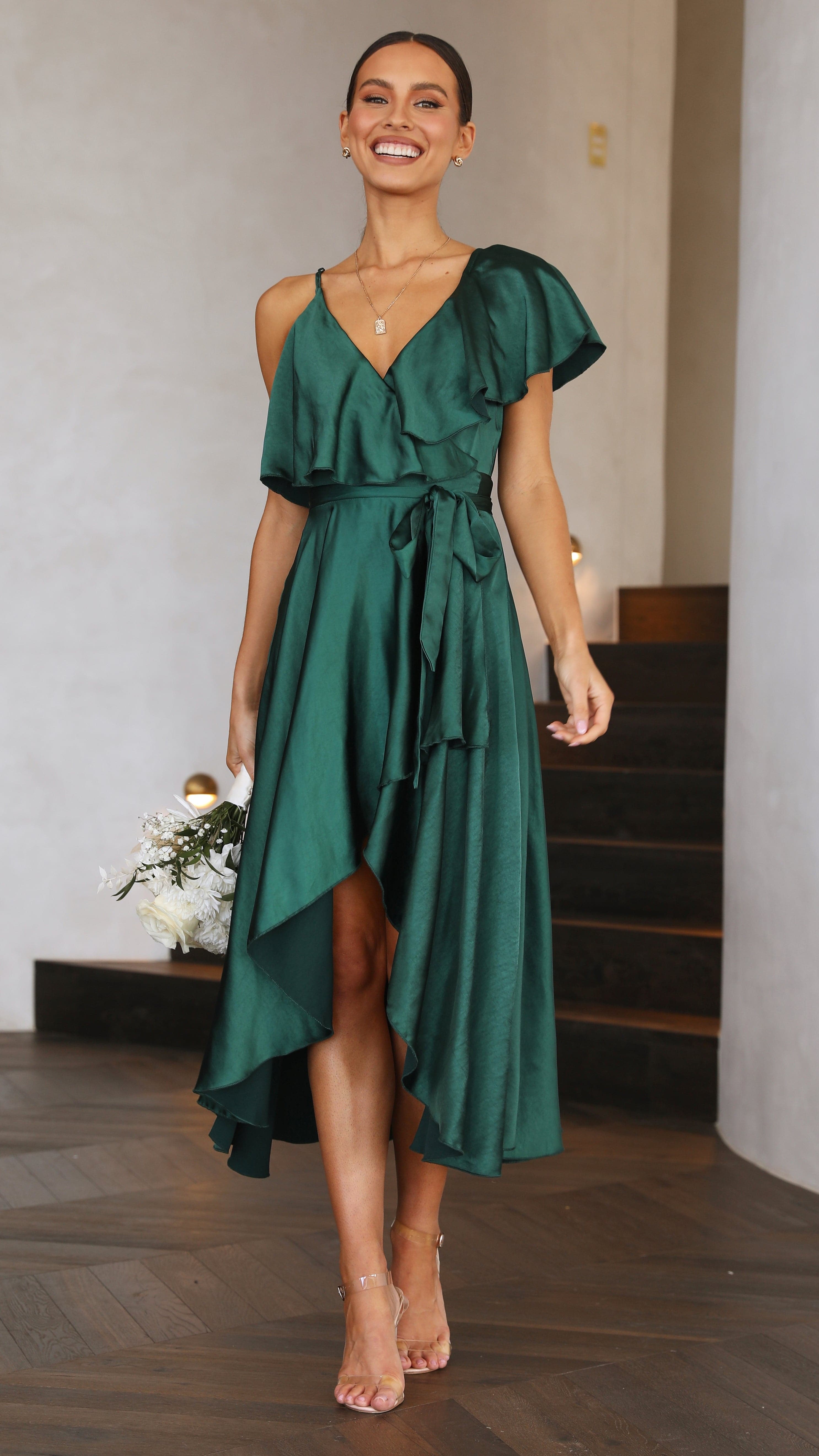 Jacinta Midi Dress - Emerald-Sunshines Bliss