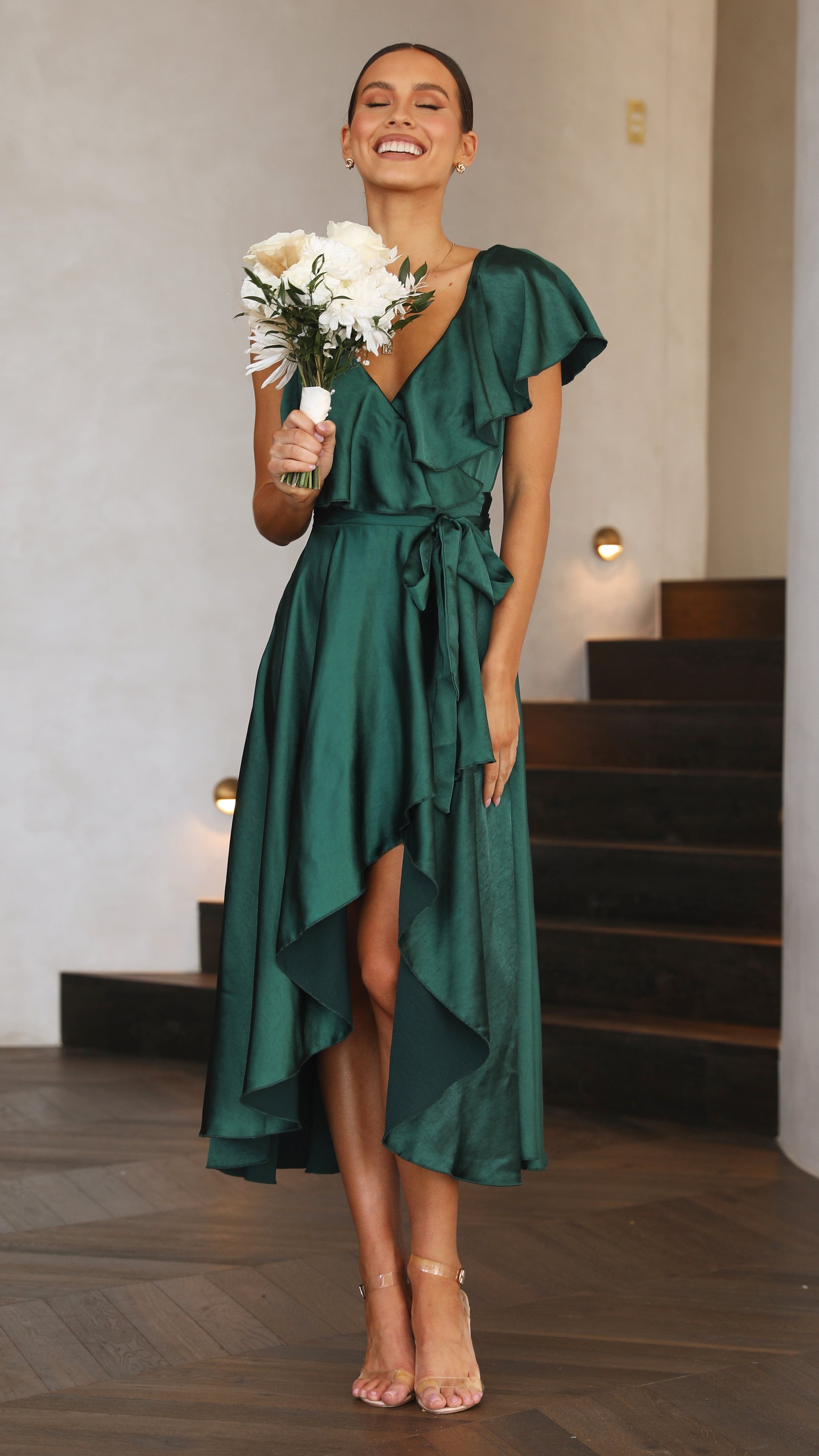 Jacinta Midi Dress - Emerald-Sunshines Bliss