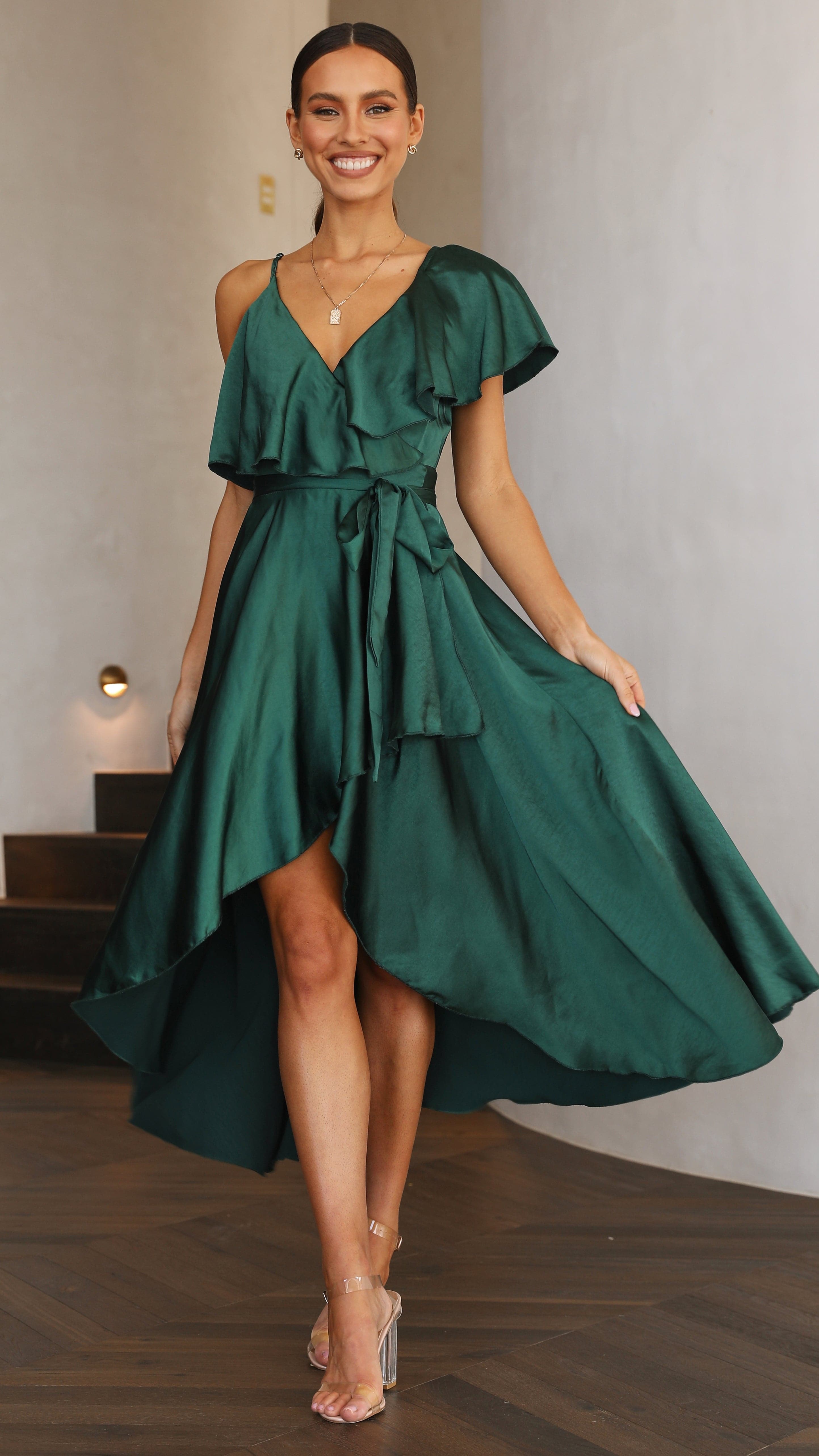 Jacinta Midi Dress - Emerald-Sunshines Bliss