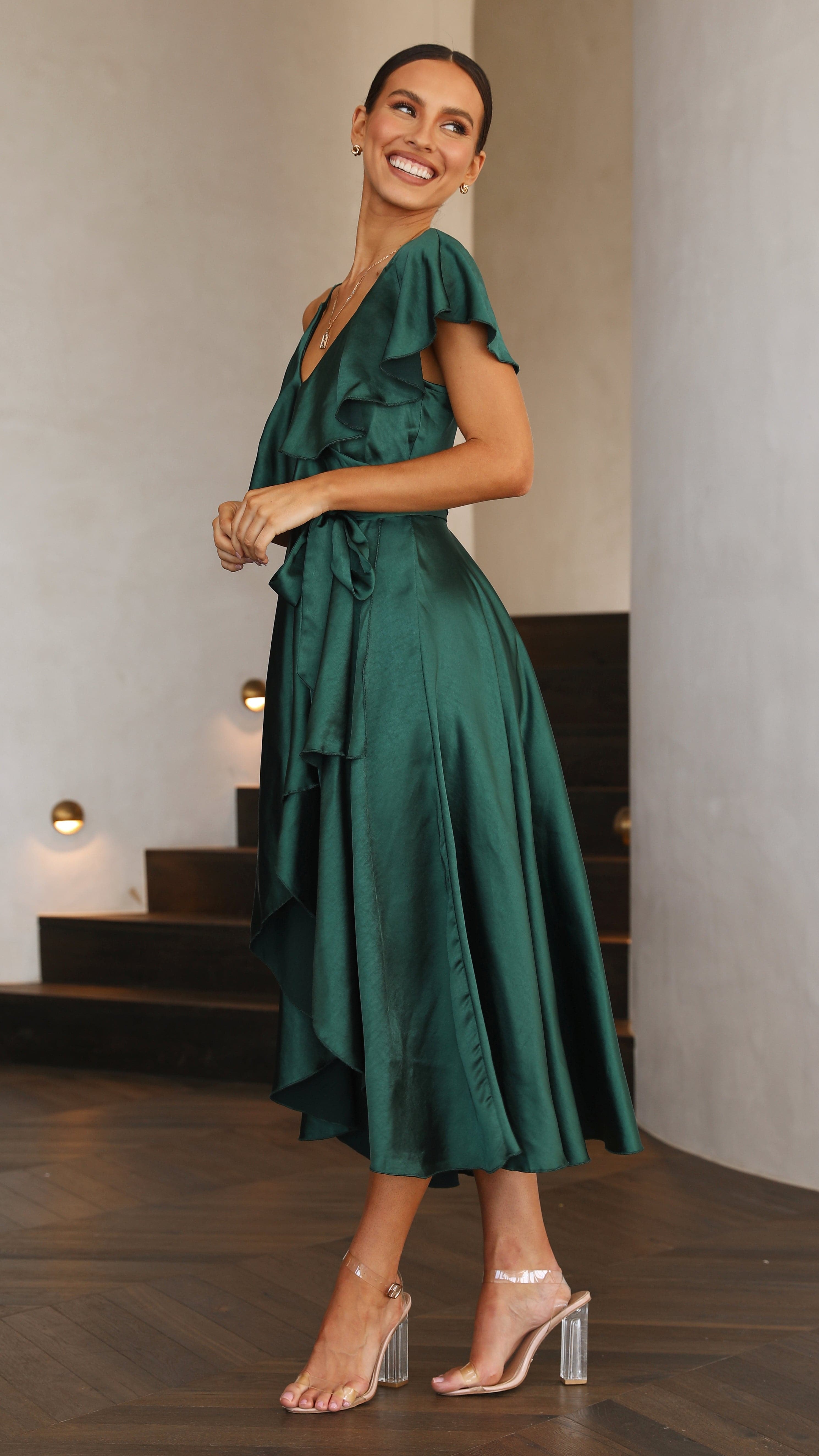 Jacinta Midi Dress - Emerald-Sunshines Bliss