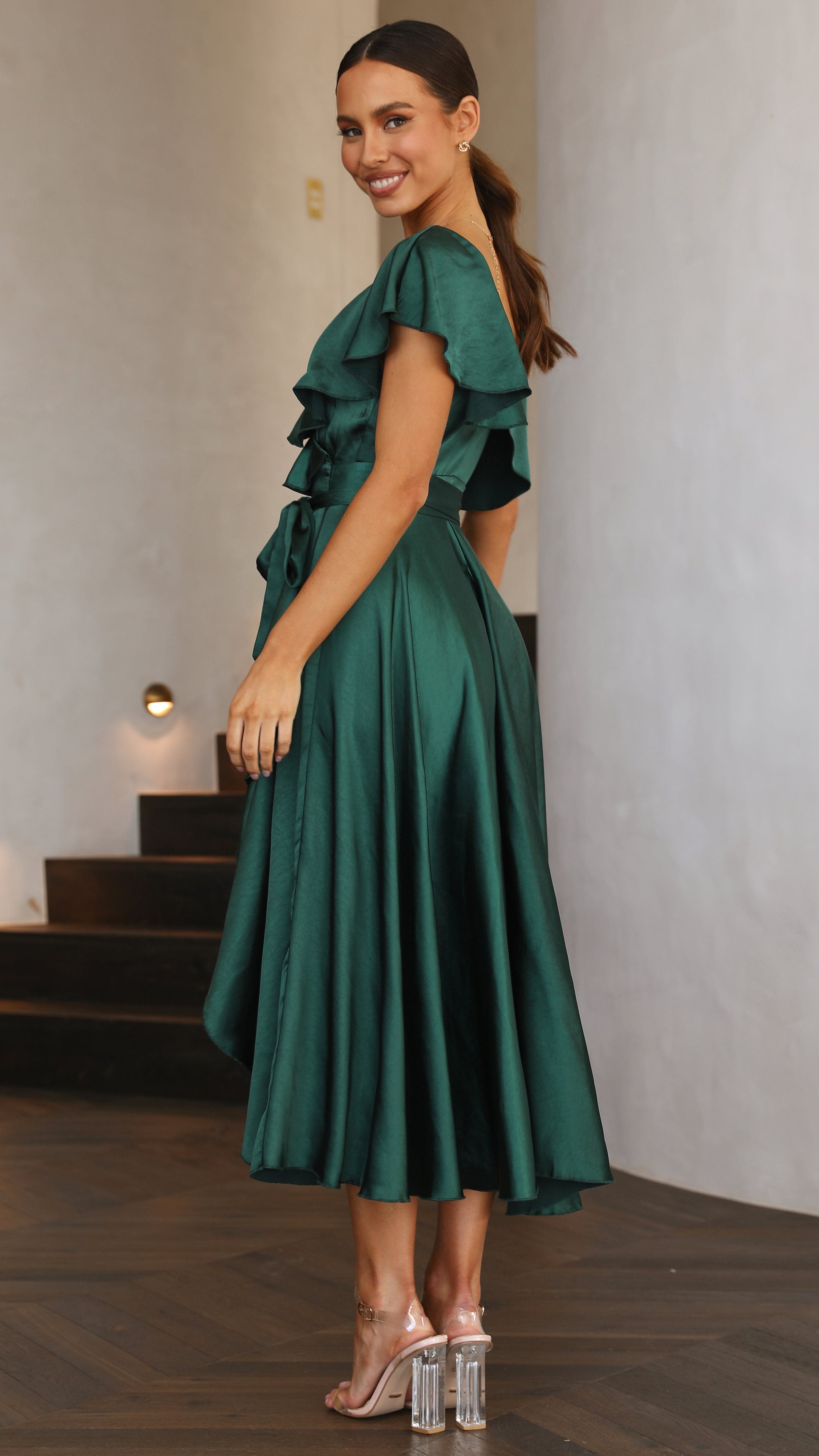 Jacinta Midi Dress - Emerald-Sunshines Bliss
