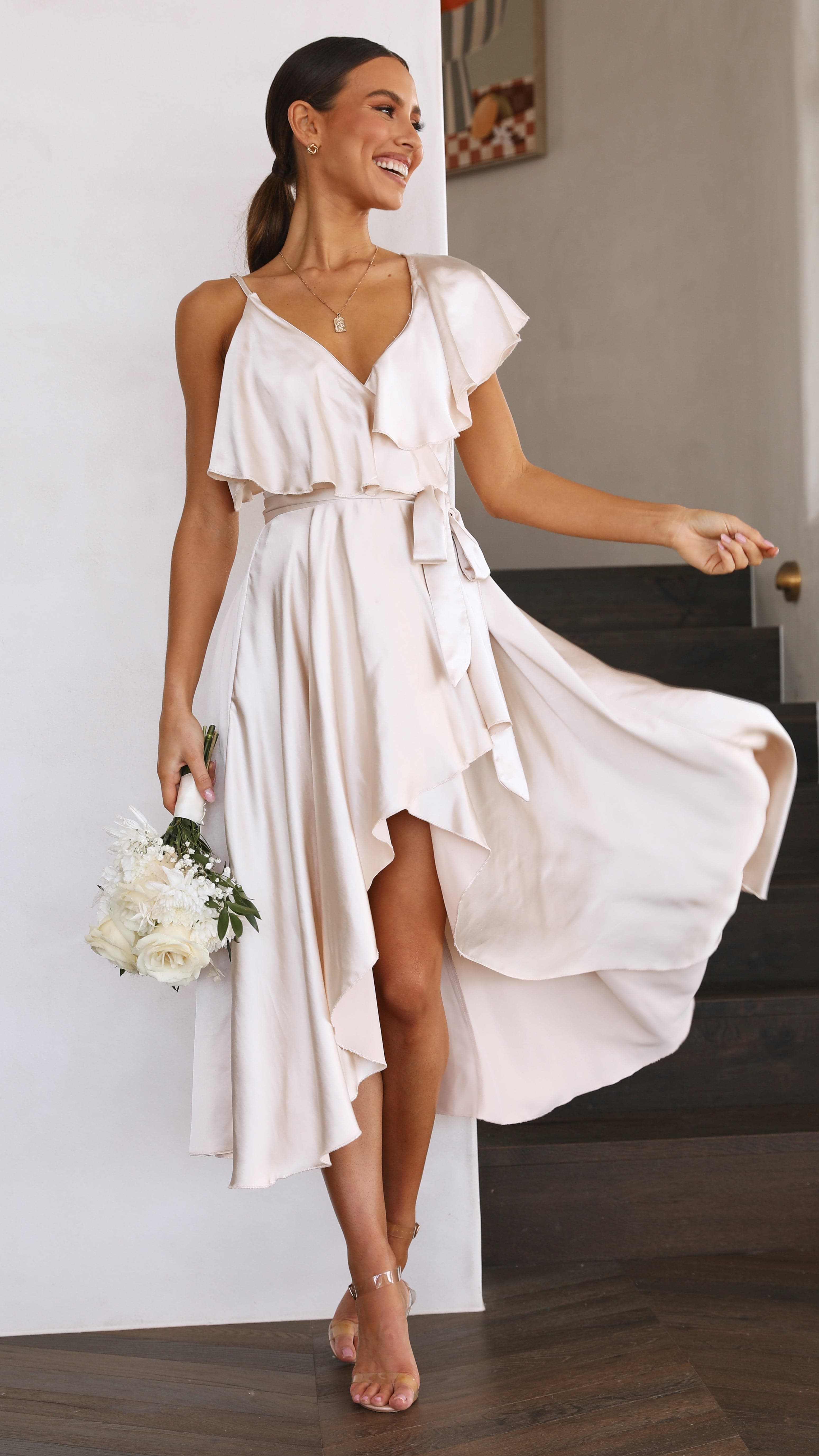 Jacinta Midi Dress - Champagne-Sunshines Bliss