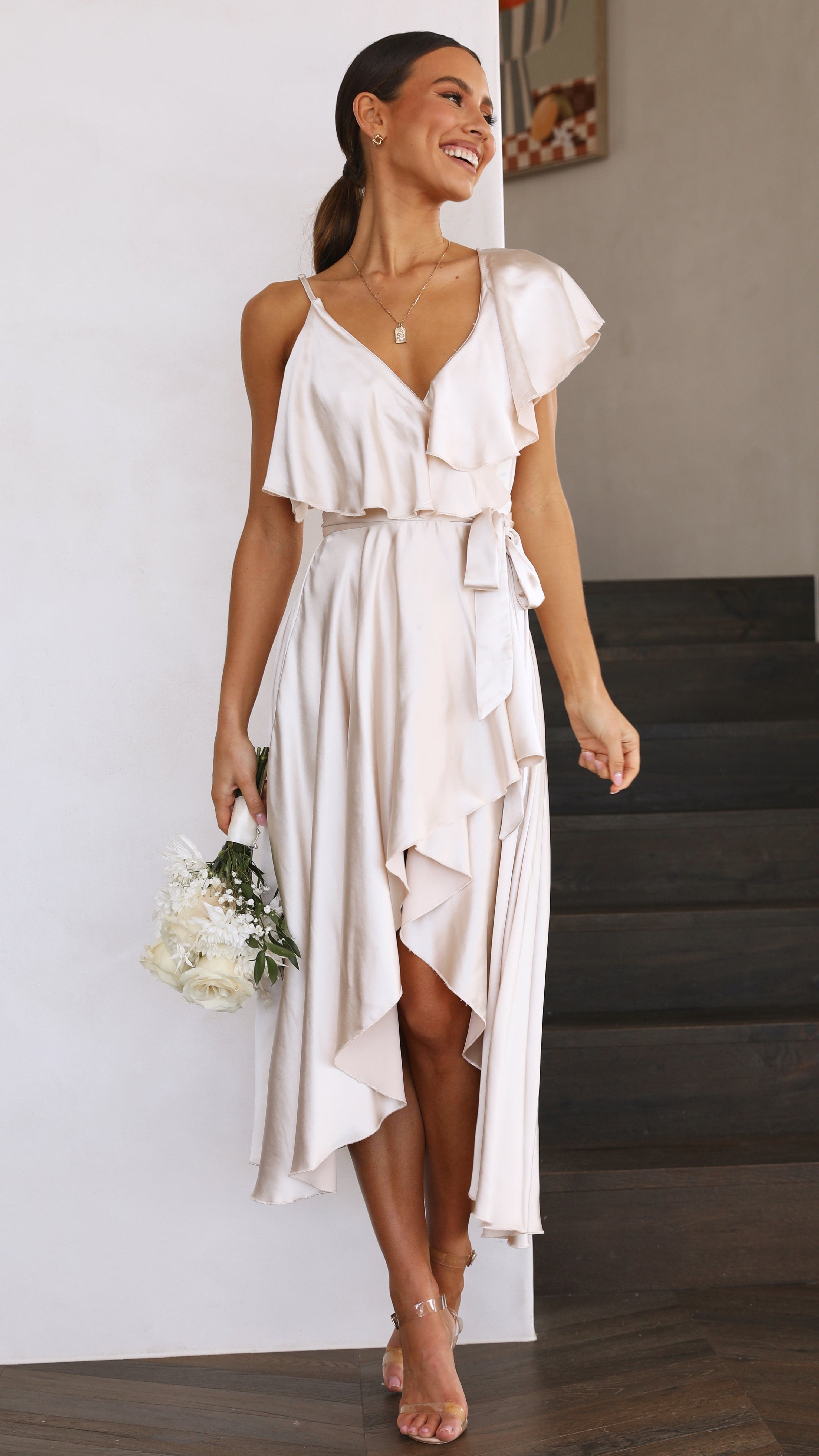 Jacinta Midi Dress - Champagne-Sunshines Bliss