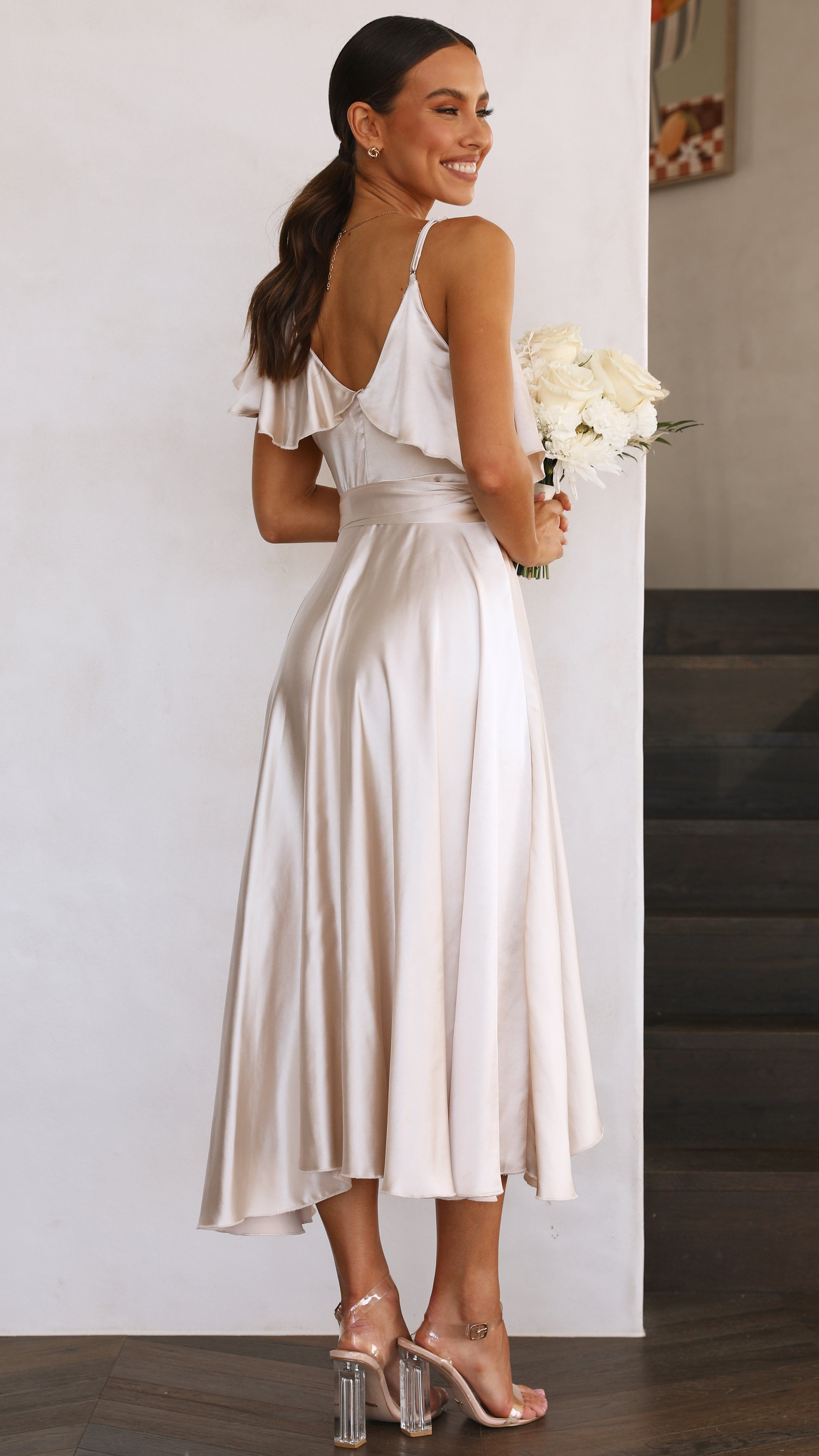 Jacinta Midi Dress - Champagne-Sunshines Bliss