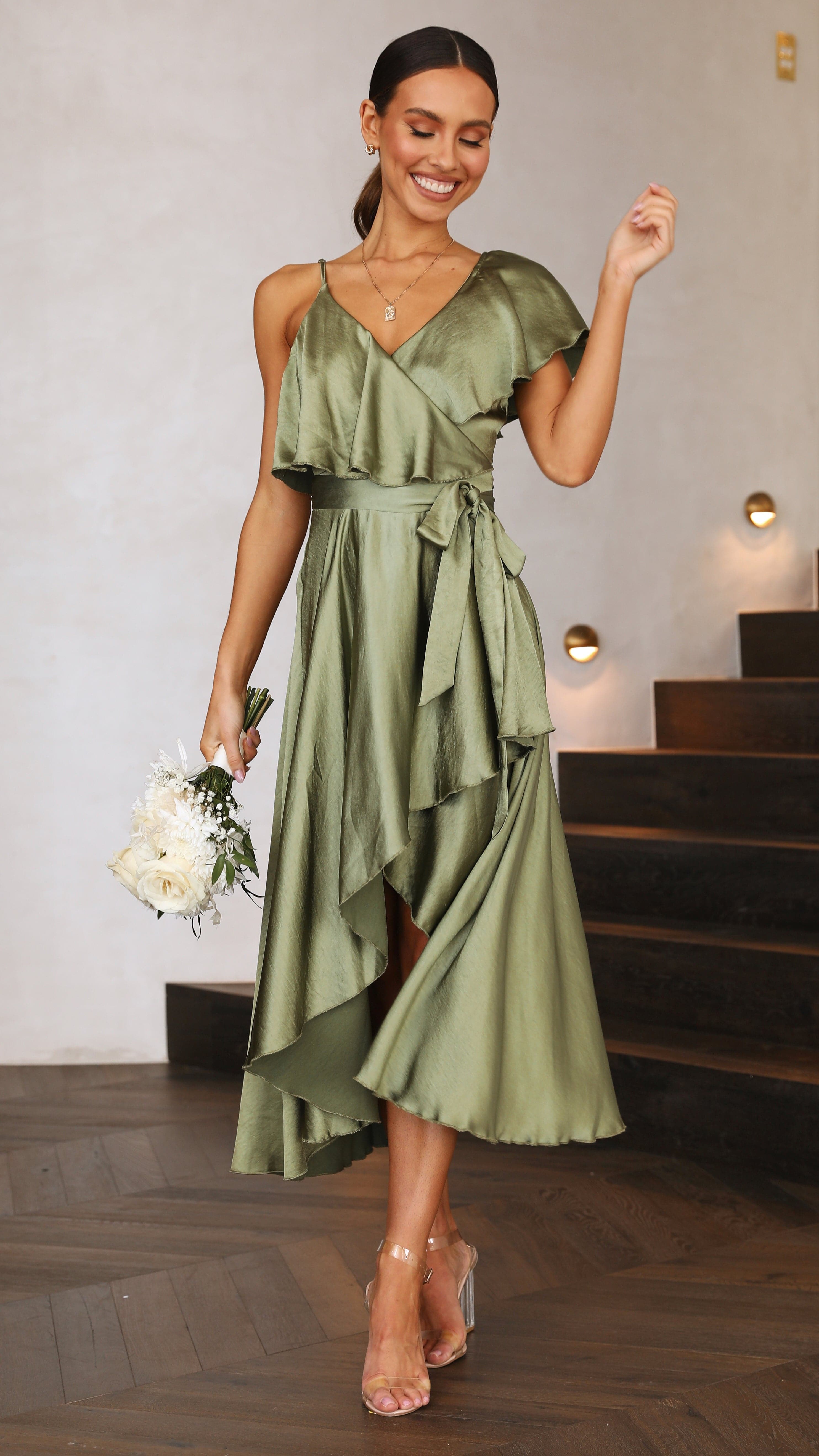 Jacinta Midi Dress - Olive-Sunshines Bliss