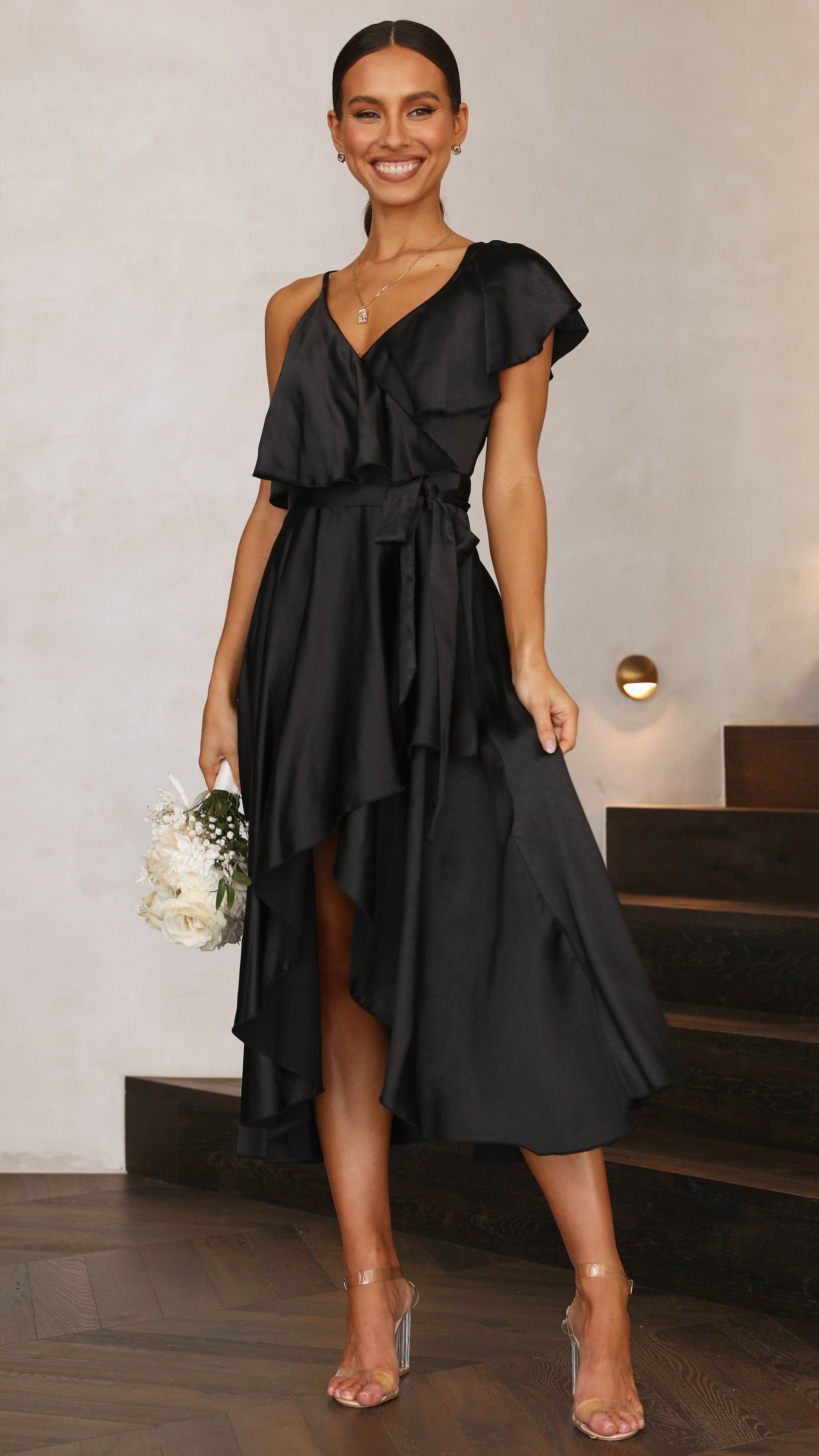 Jacinta Midi Dress - Black-Sunshines Bliss