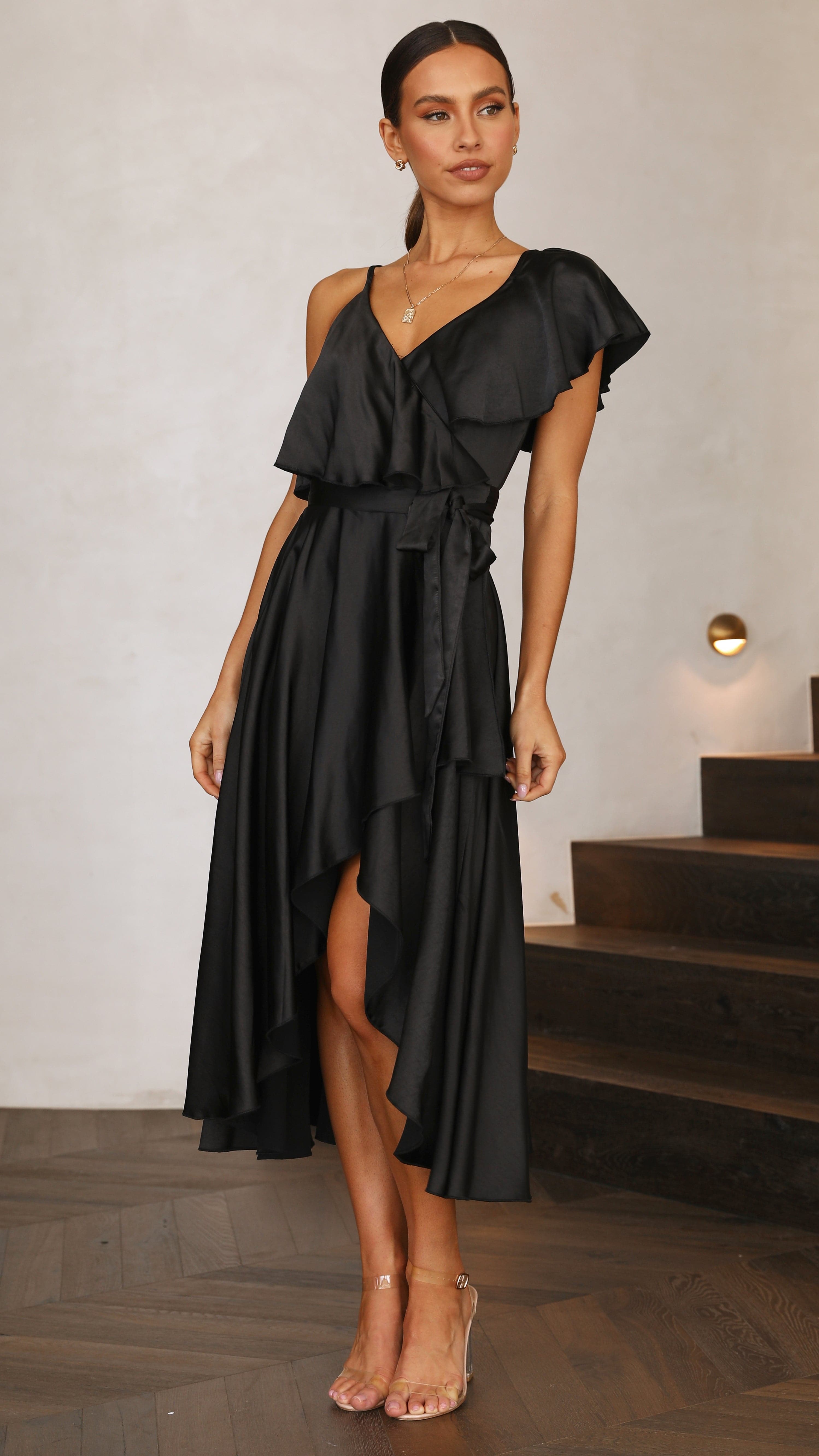Jacinta Midi Dress - Black-Sunshines Bliss