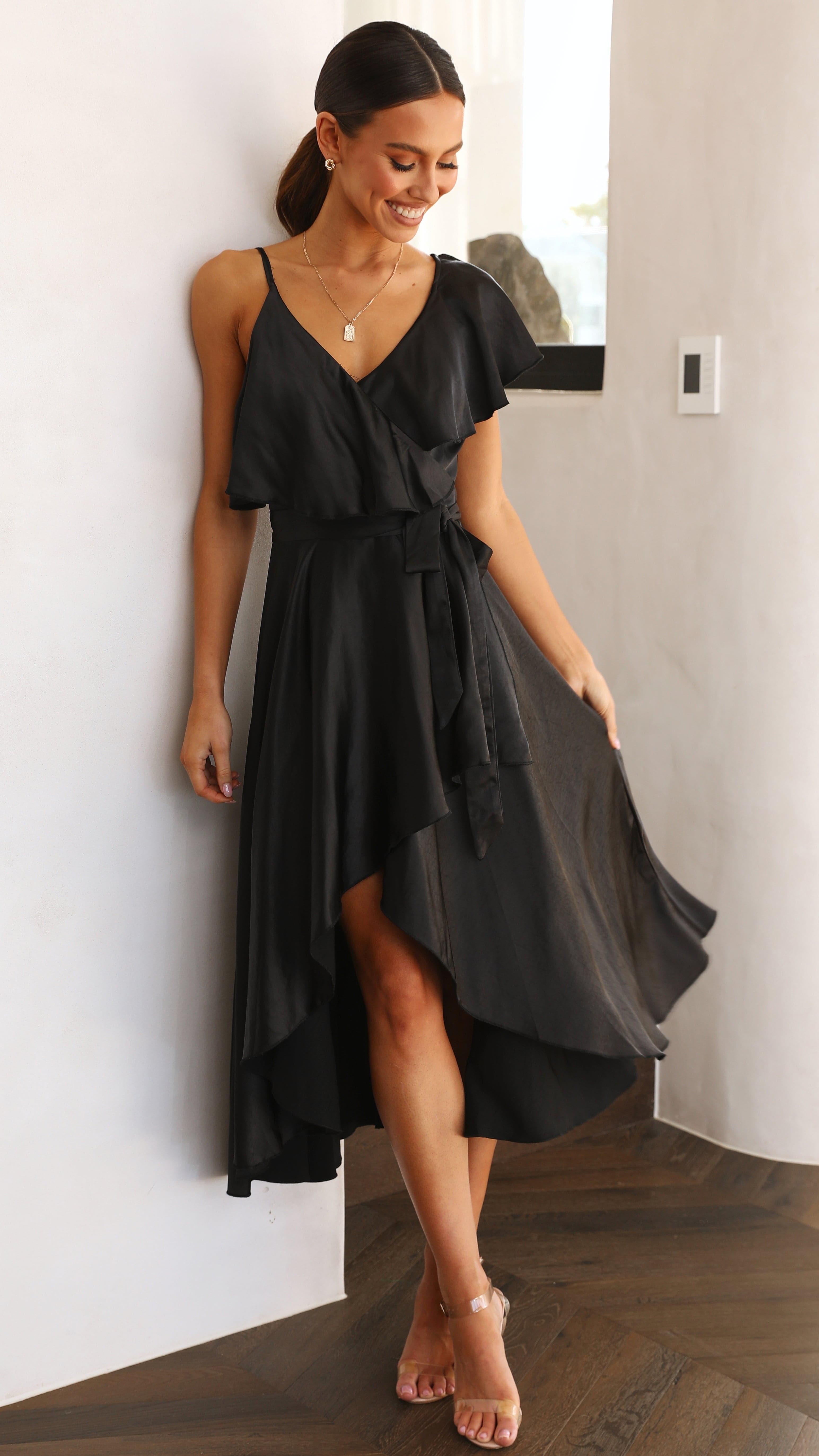 Jacinta Midi Dress - Black-Sunshines Bliss