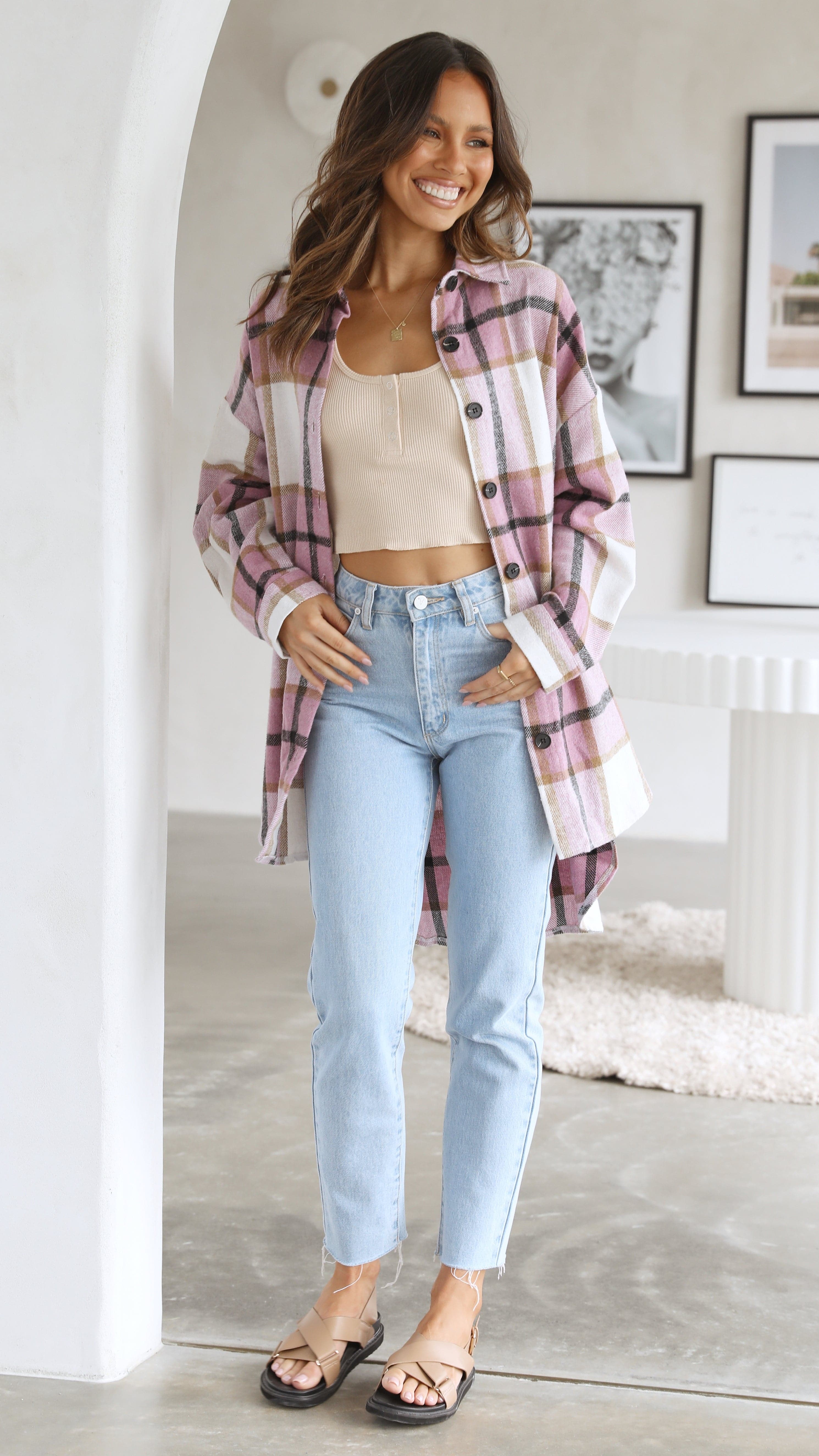 Viktoria Jacket - Pink Check-Sunshines Bliss