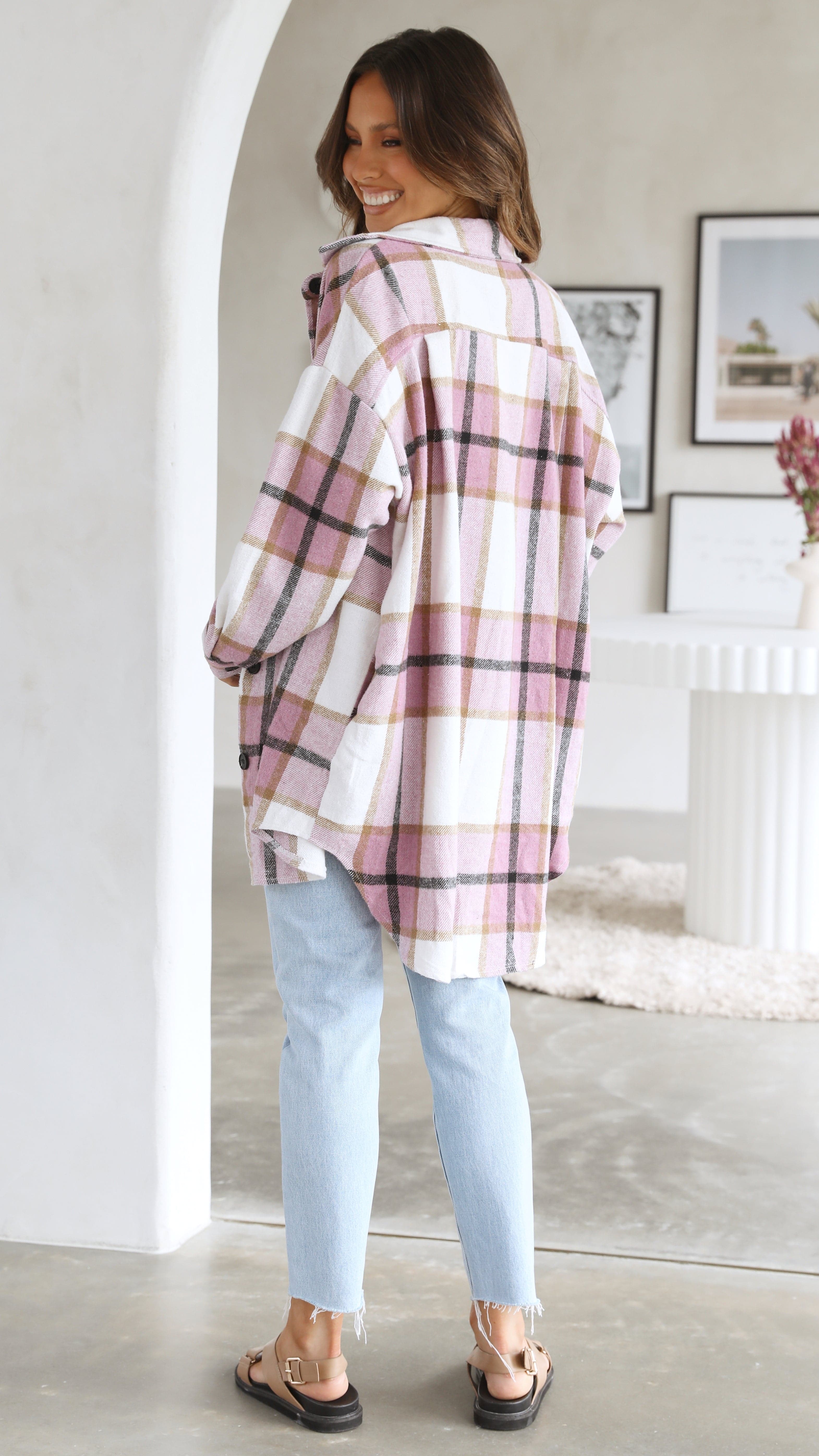Viktoria Jacket - Pink Check-Sunshines Bliss