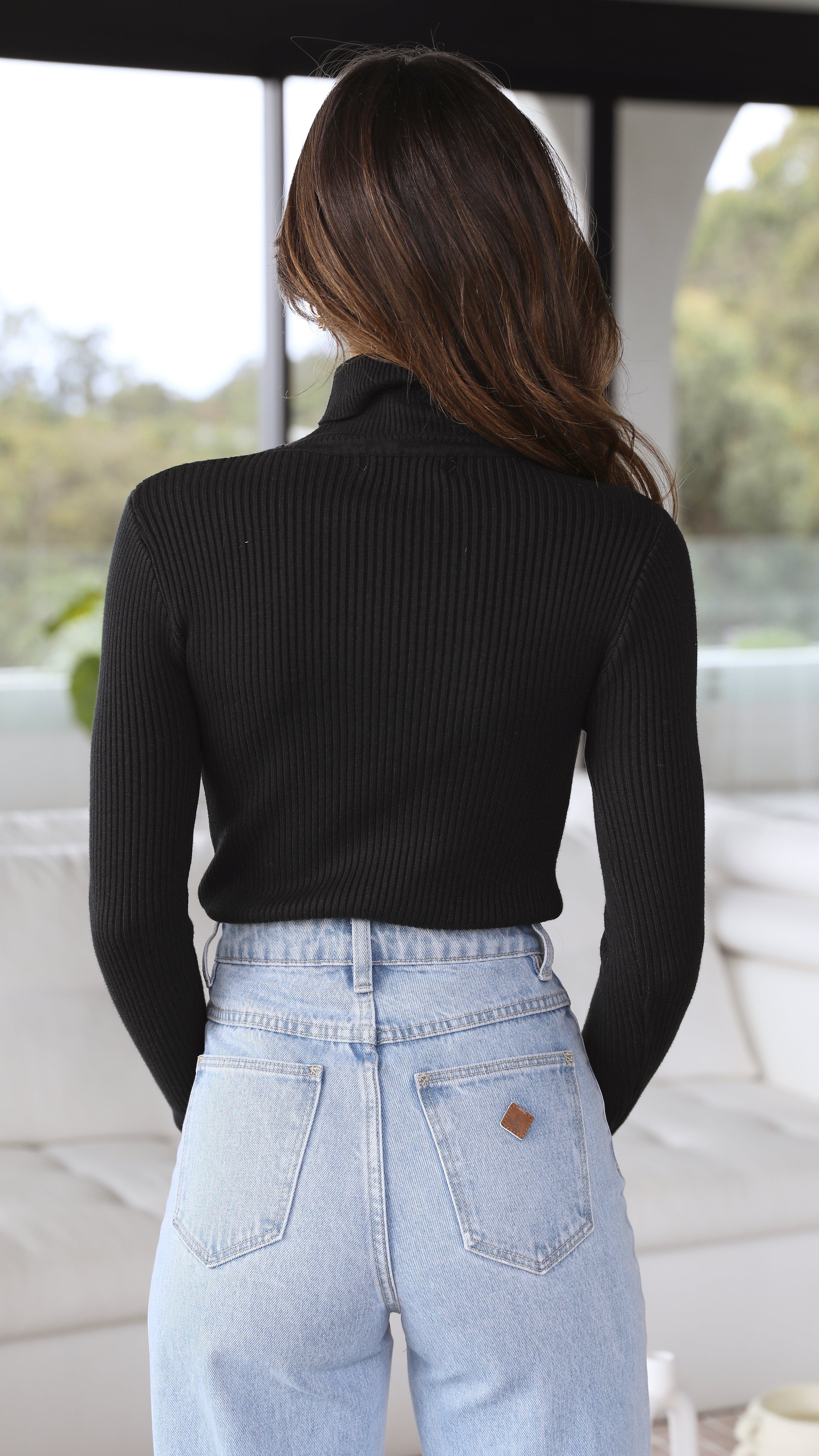 Sammi Turtle Neck Knit - Black-Sunshines Bliss