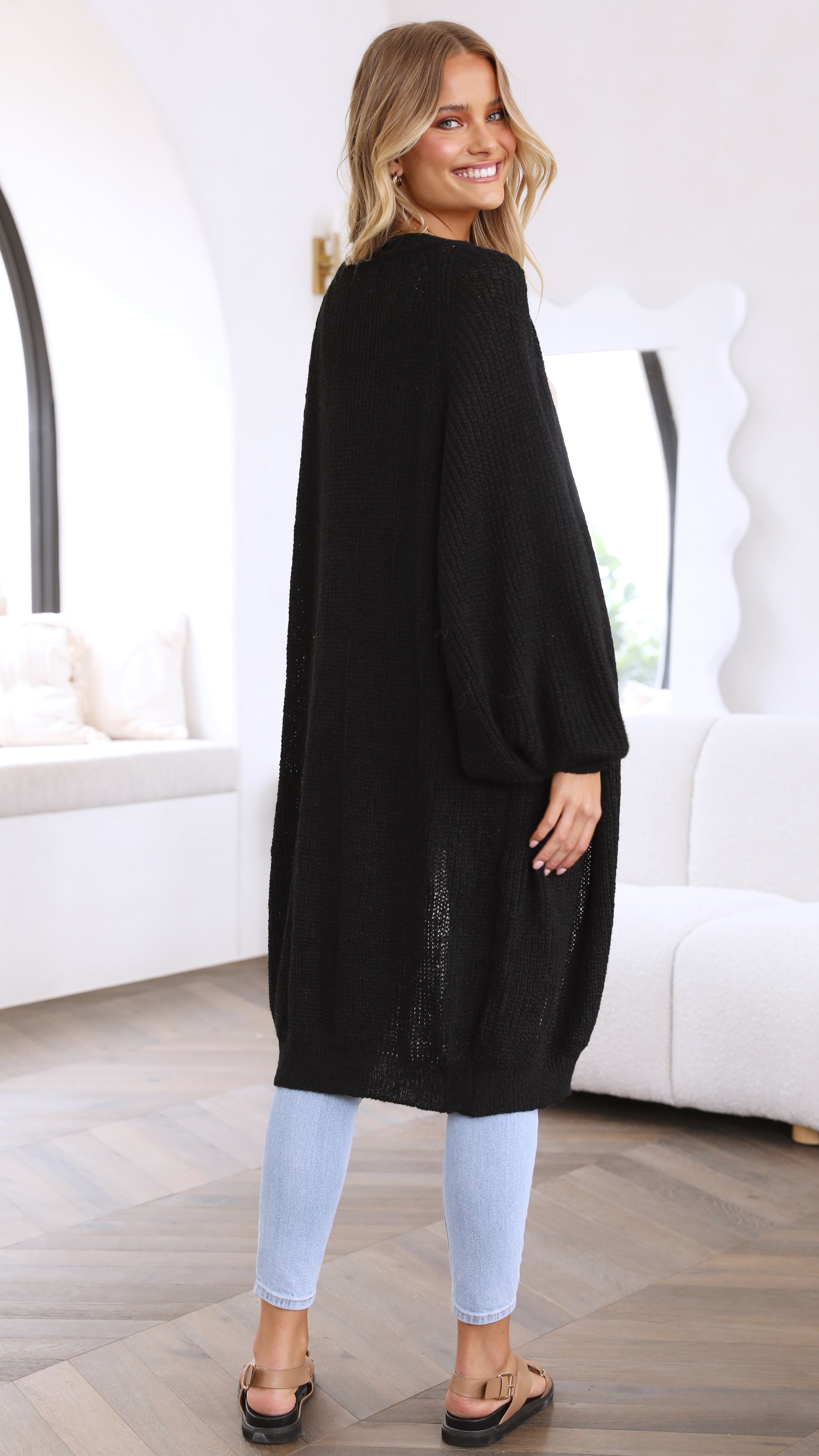 Danna Knit Cardigan - Black-Sunshines Bliss