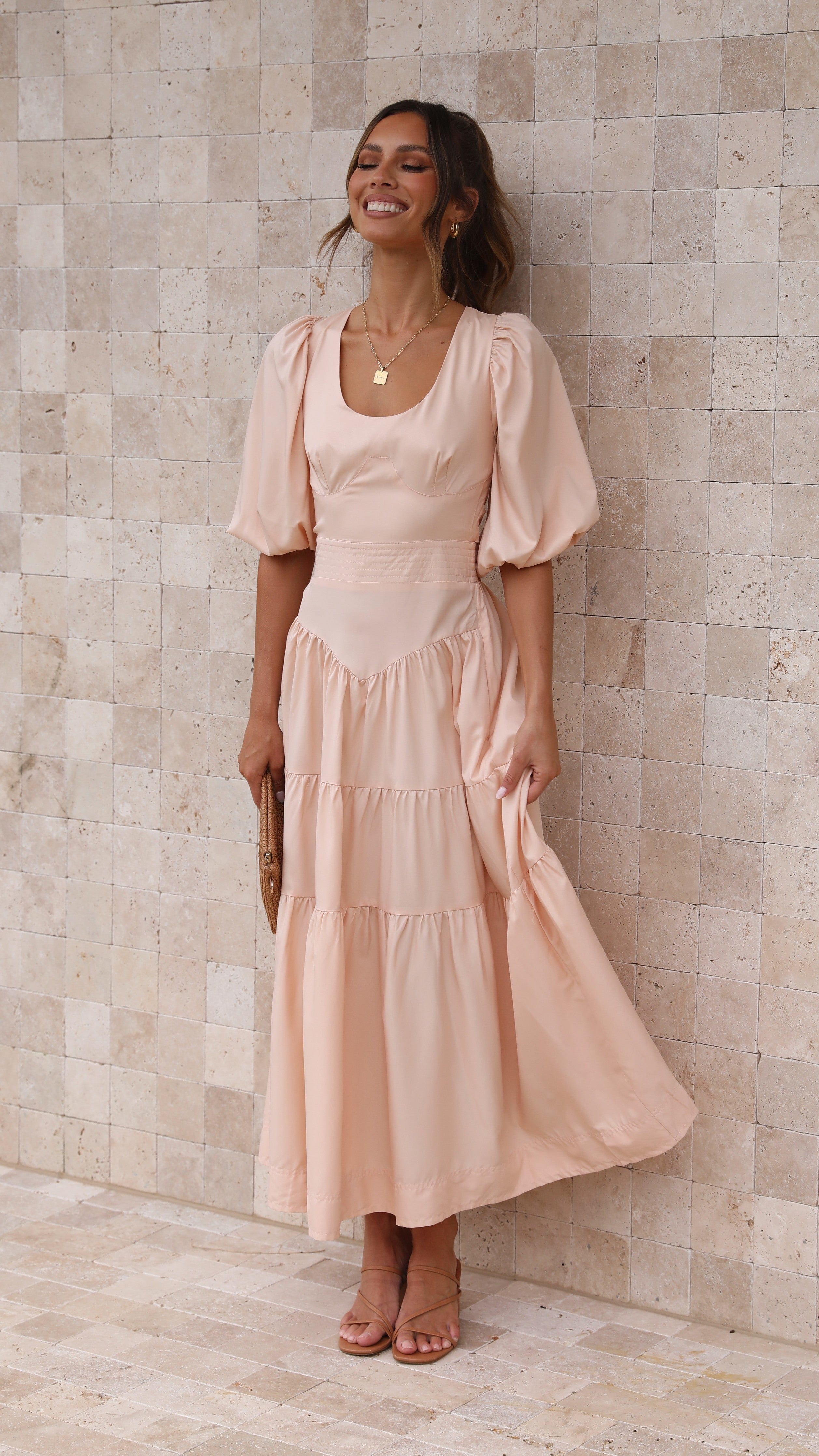 Michella Maxi Dress - Peach-Sunshines Bliss