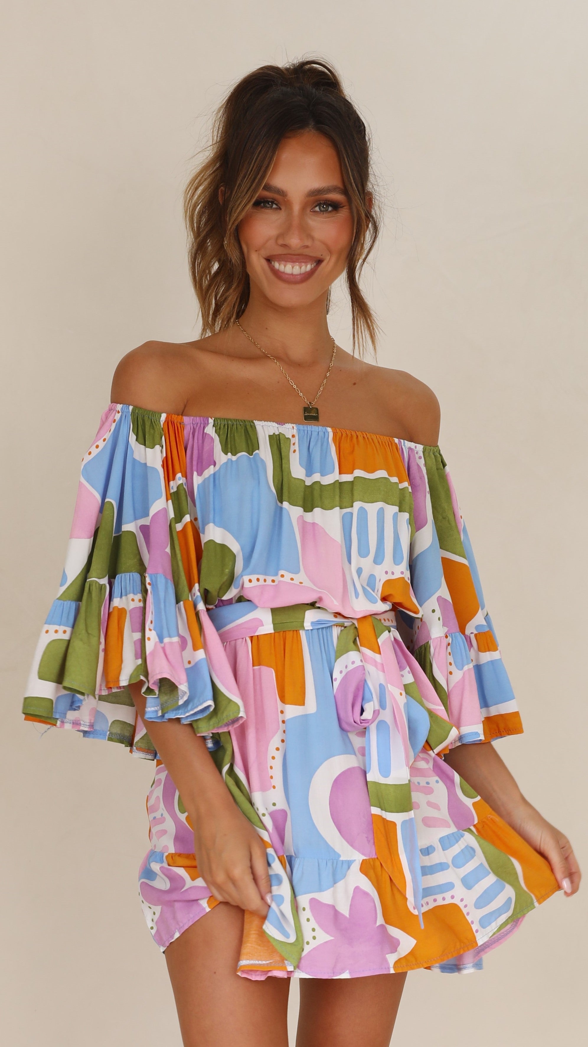 Jasmine Mini Dress - Pablo Print-Sunshines Bliss