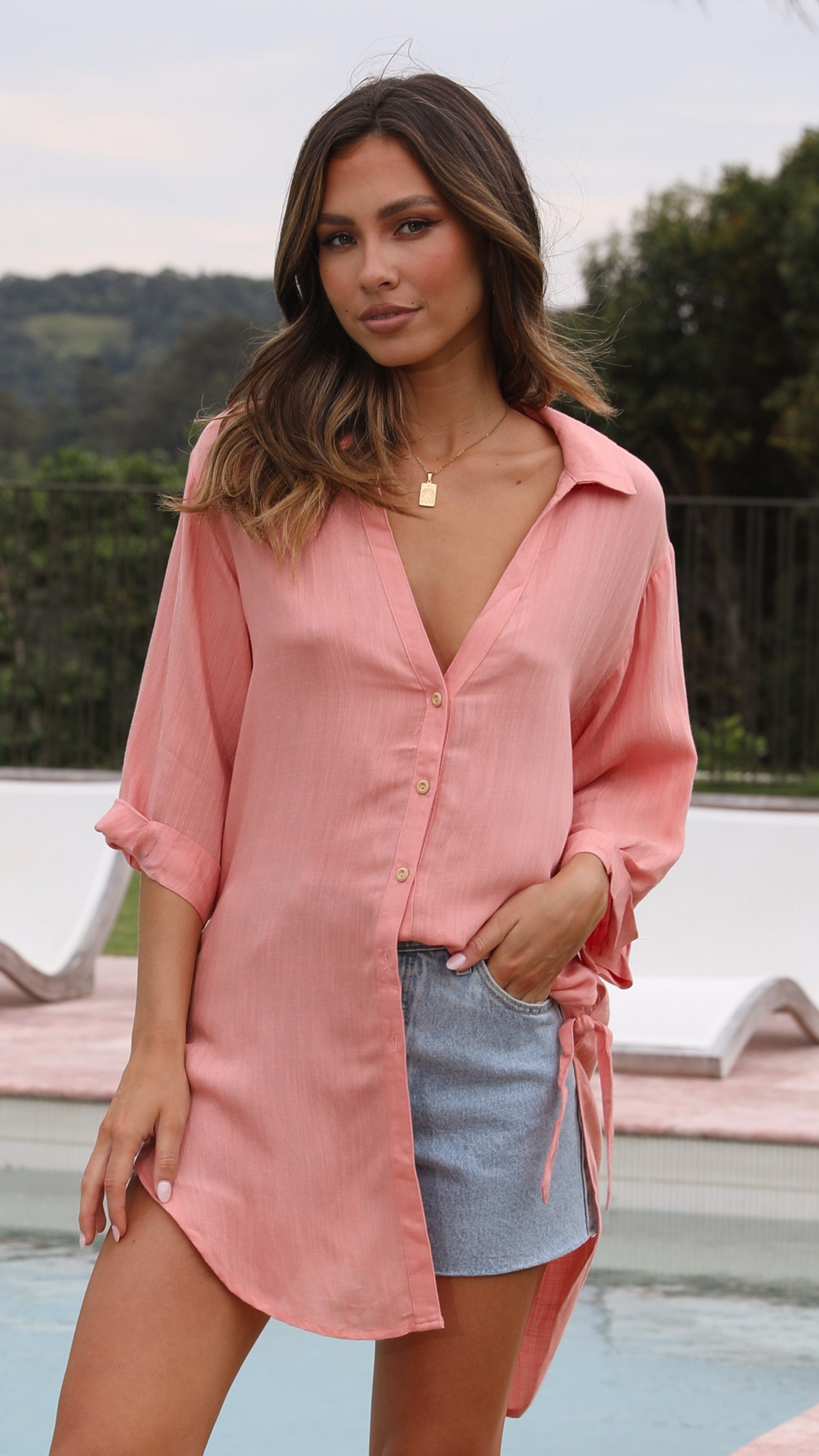 Vesper Long Sleeve Top - Coral-Sunshines Bliss