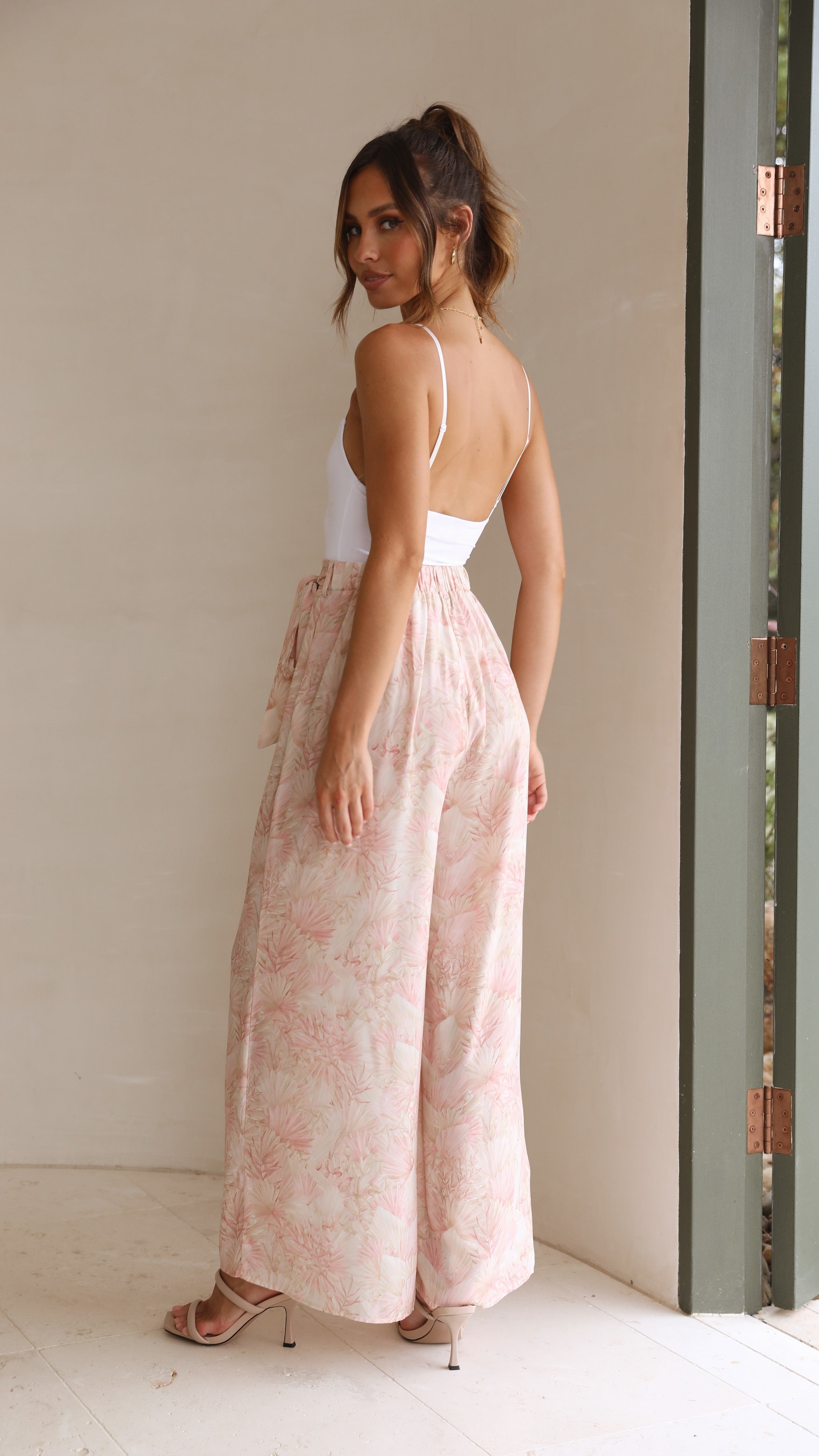 Gaby Pants - Palms Print-Sunshines Bliss