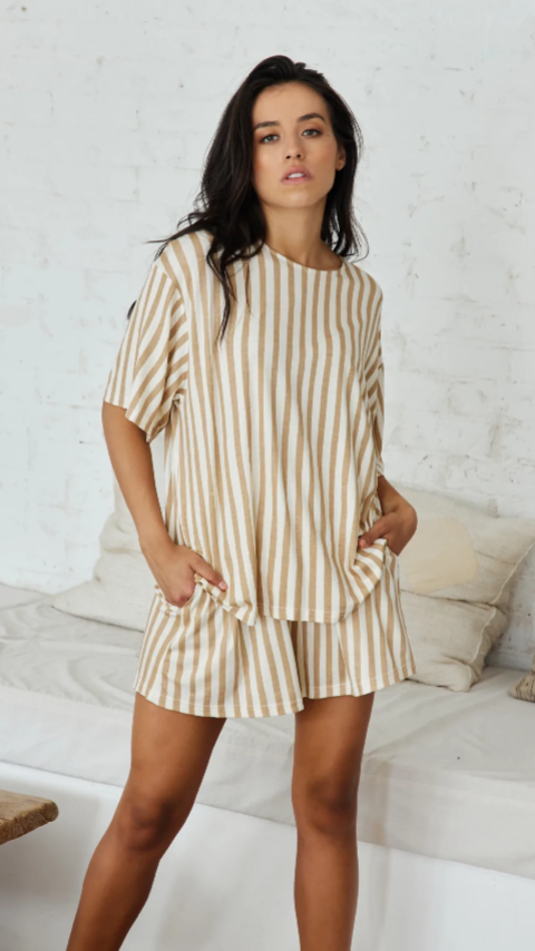Elle Tee - Stripe Print-Sunshines Bliss