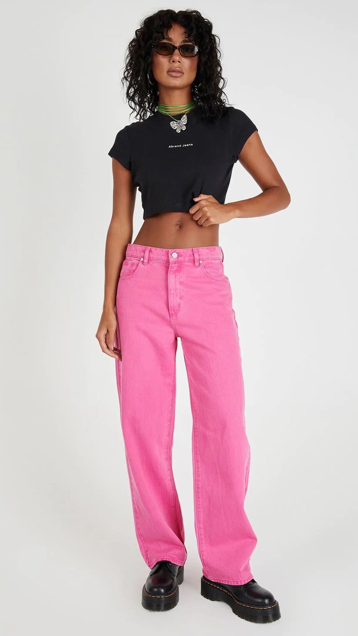 Abrand Slouch Jean - Super Pink Stoned-Sunshines Bliss
