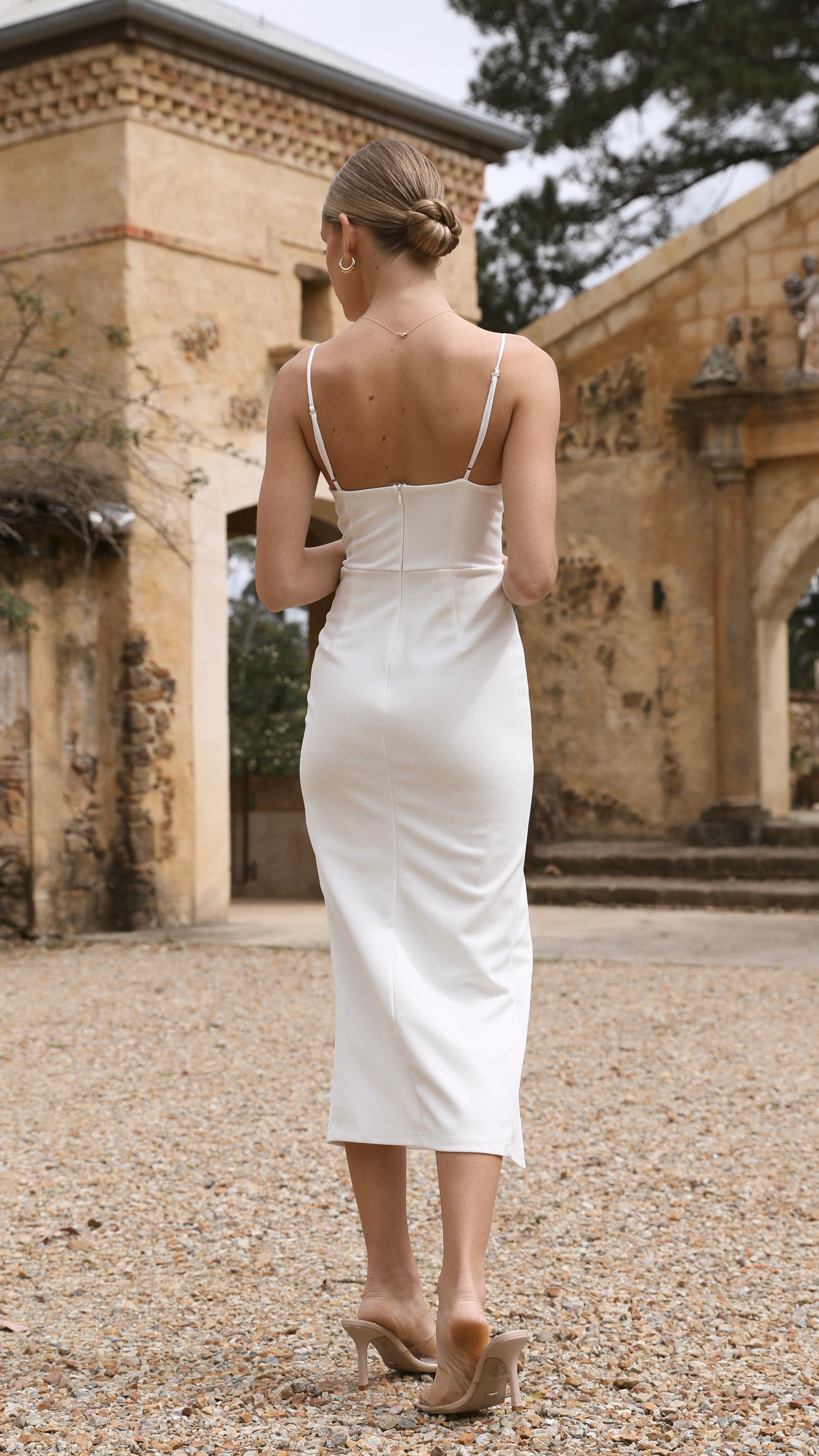 Ava Midi Dress - White-Sunshines Bliss