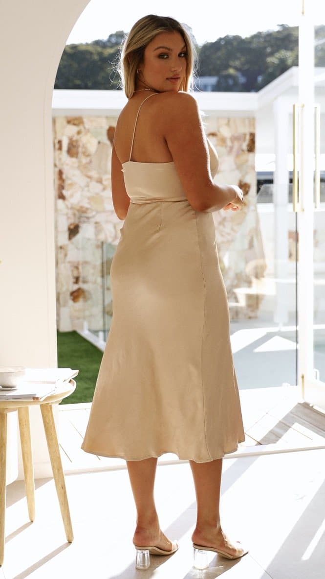 Kimbra Midi Dress - Gold-Sunshines Bliss