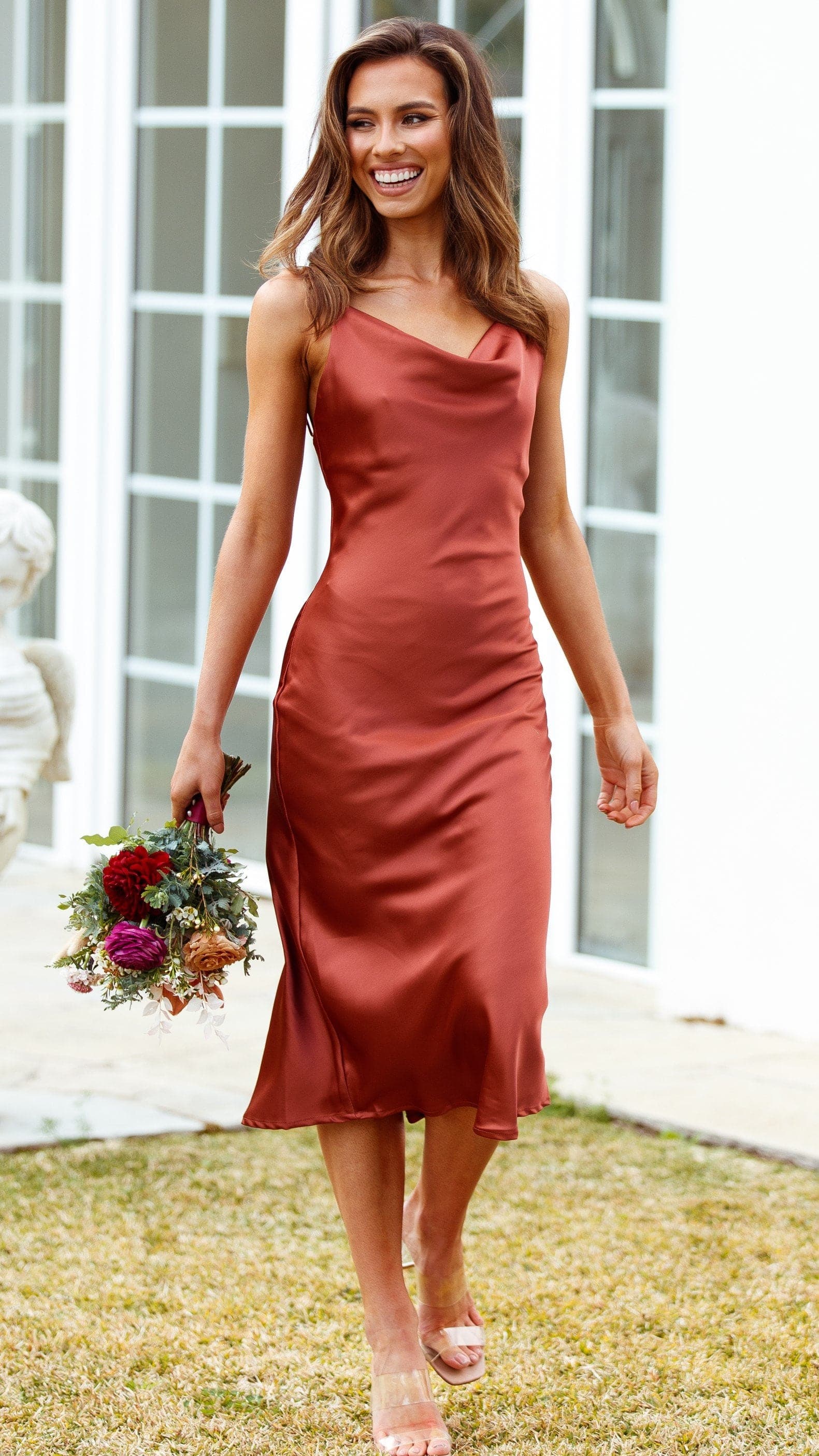 Jewels Midi Dress - Rust-Sunshines Bliss