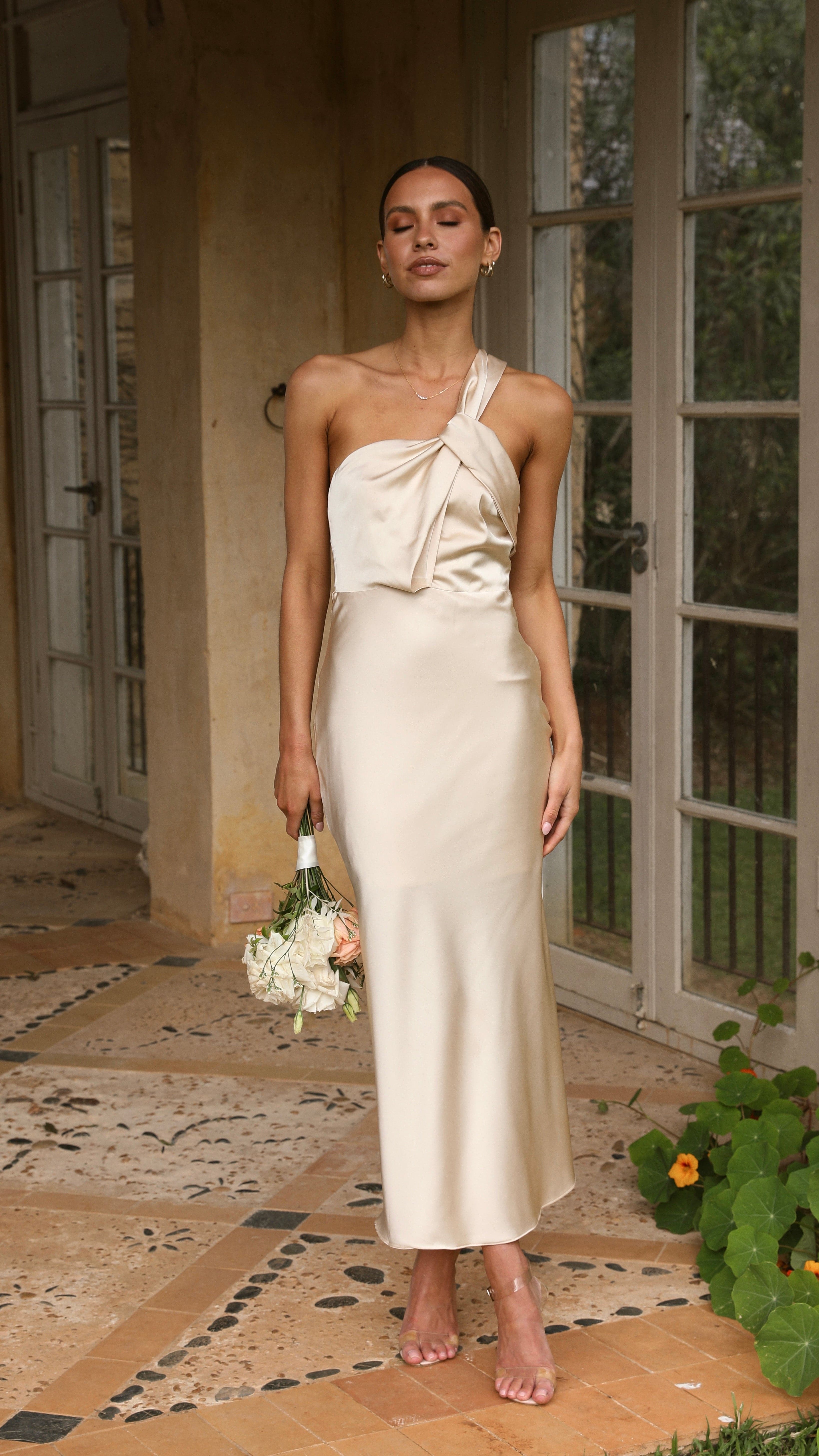 Sabine Midi Dress - Light Gold-Sunshines Bliss