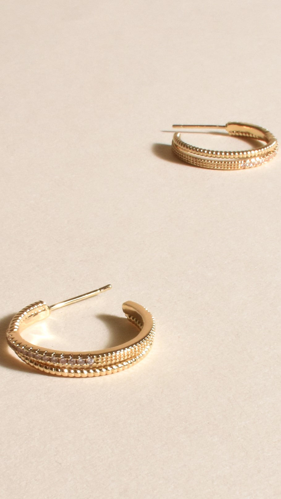 Twisted Diamante Hoops - Crystal/Gold-Sunshines Bliss