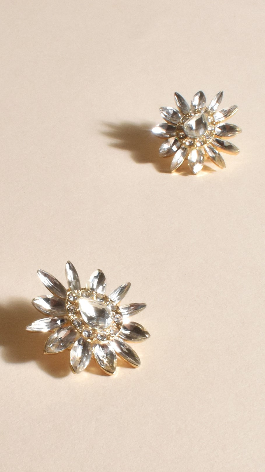 Spiked Floral Jewel Earrings - Crystal/Gold-Sunshines Bliss