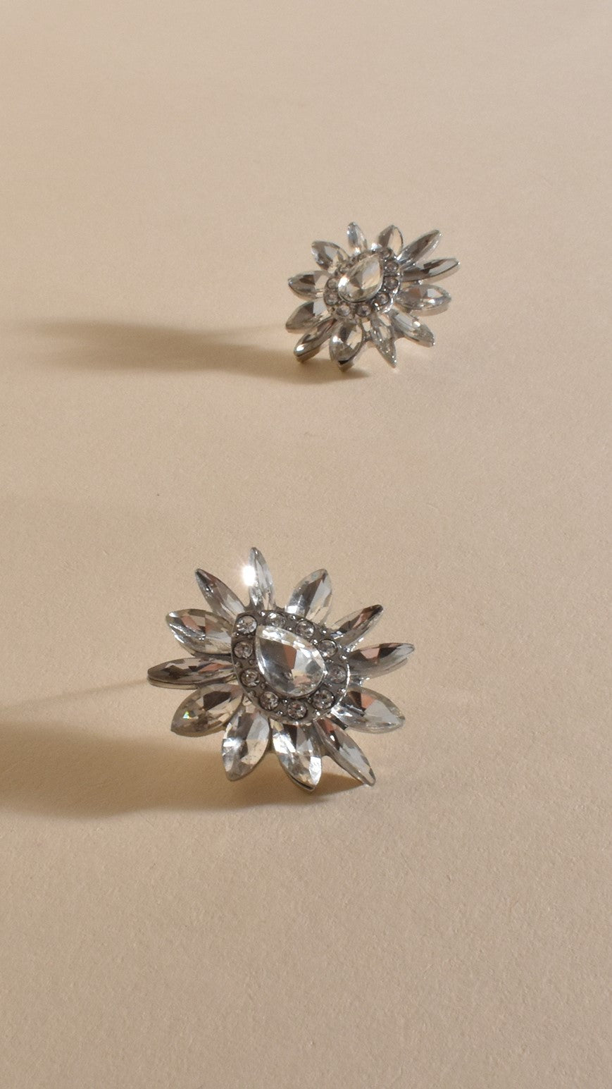 Spiked Floral Jewel Earrings - Crystal/Silver-Sunshines Bliss